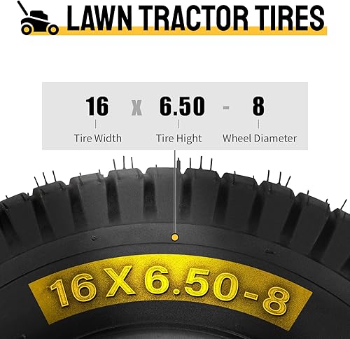 Miniatura 3 de AutoForever Paquete de 2 neumáticos de césped de 16 x 6.50-8 de 4 capas, sin cámara, compatibles con tractor de jardín de 16 x 6.5 x 8 pulgadas