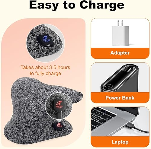 Vista 6 de Estirador de cuello térmico inalámbrico para aliviar el dolor de cuello, dispositivo de tracción cervical calentado de 2500 mAh para migraña TMJ