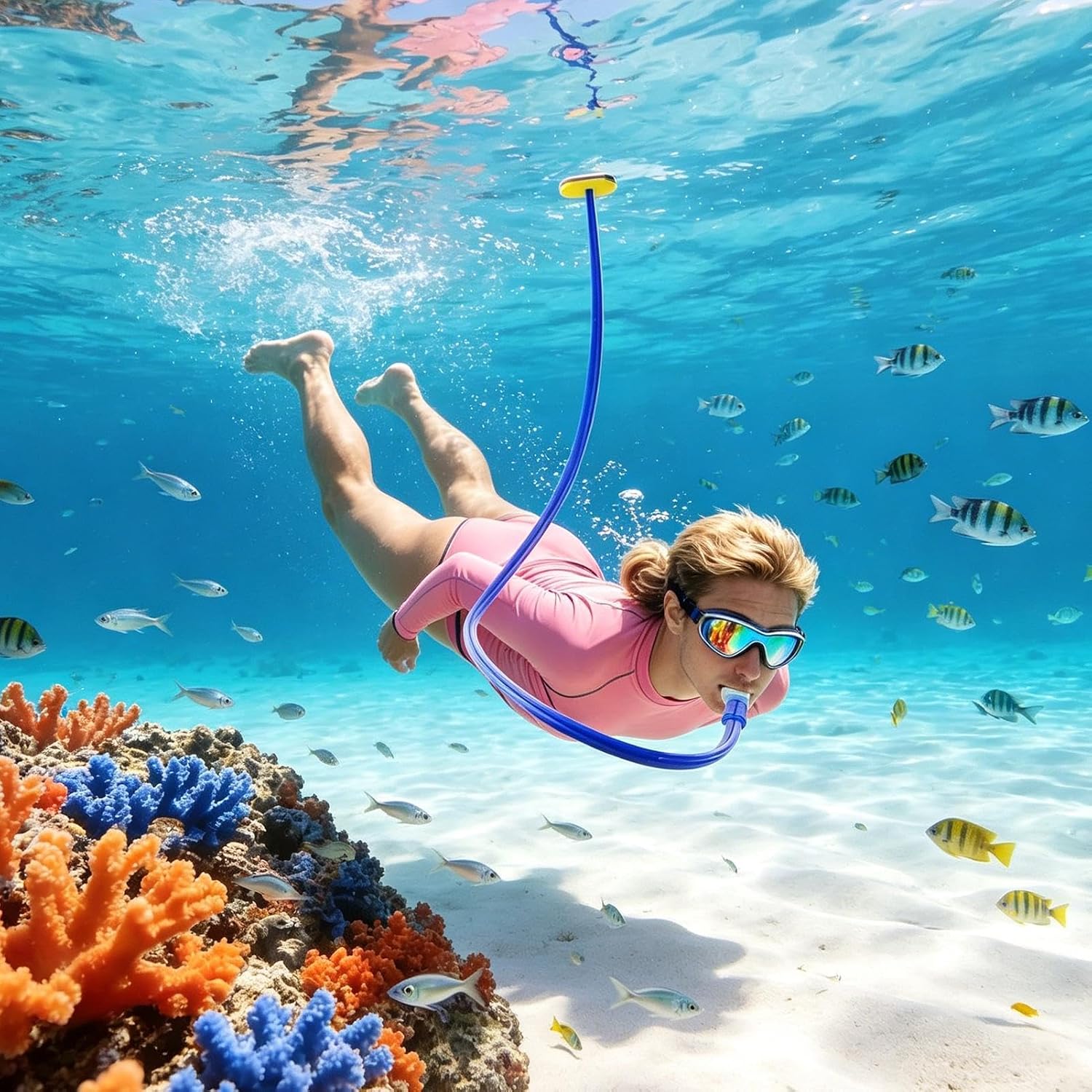 Swim Snorkel for Adults No Slip Comfortable Mouthpiece | Swimming Training Snorkeling Gear for Freediving Water Sports Diving Outdoor Pool Vacation Holiday