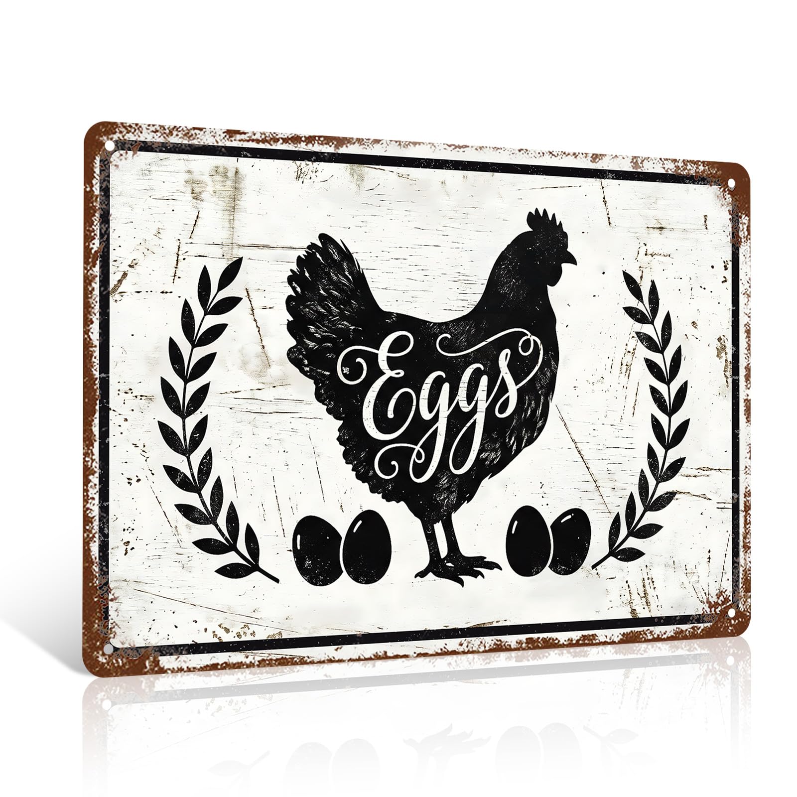 Ulord Chicken Eggs Metal Sign 8x12 Inches Farmhouse Kitchen Wall Art Decor