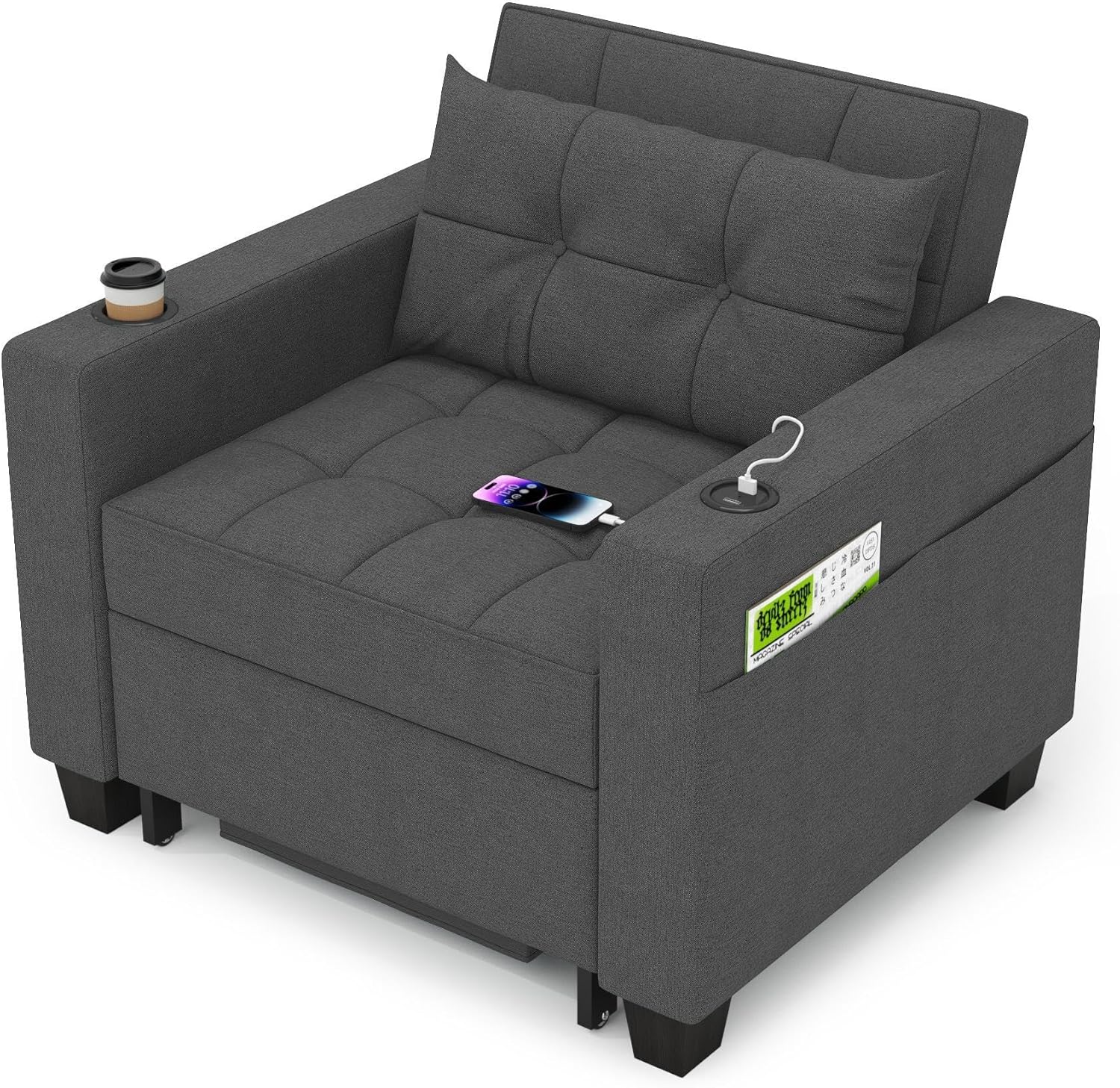 DURASPACE Convertible Futon Chair Bed in chair mode