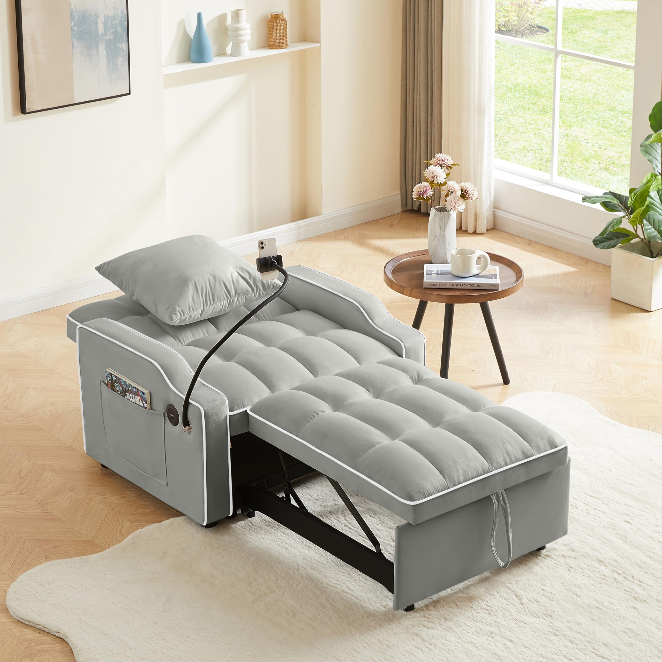 Eafurn Convertible Sleeper Chair Bed with dimensions