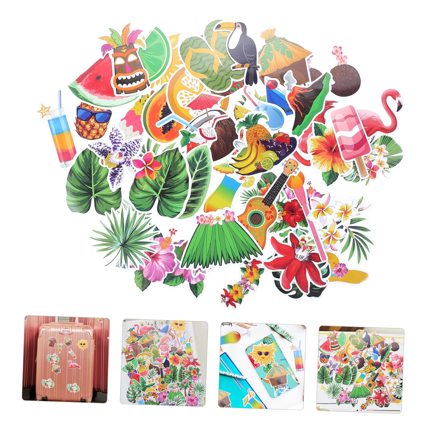 400piezas Stickers De Scrapbooking Estilo Hawaii Para Decorar Diarios y Tazas Calcomanías Impermeables Para Manualidades y Estación De Trabajo