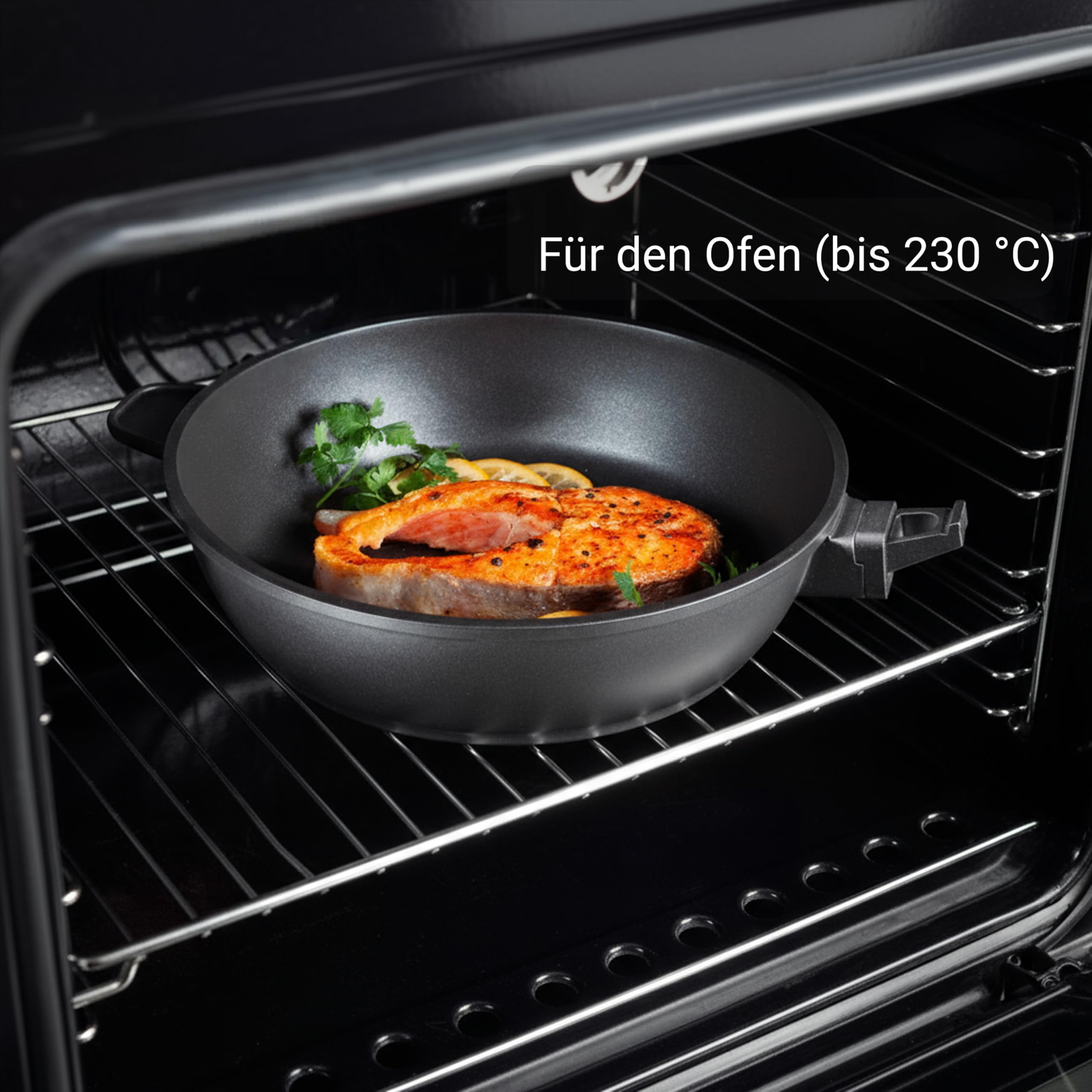 BIOL Schmorpfanne 28 cm mit Glasdeckel & hohem Rand – Antihaft Pfanne Induktion aus Aluminium, PFOA-frei, abnehmbarer Griff, für Braten & Schmoren