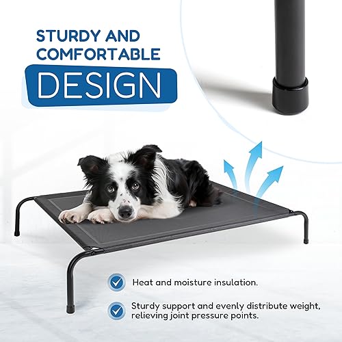Miniatura 2 de FluffyDream Cama elevada de enfriamiento para perro, camas portátiles elevadas para perros, patas antideslizantes, cama hamaca portátil y duradera