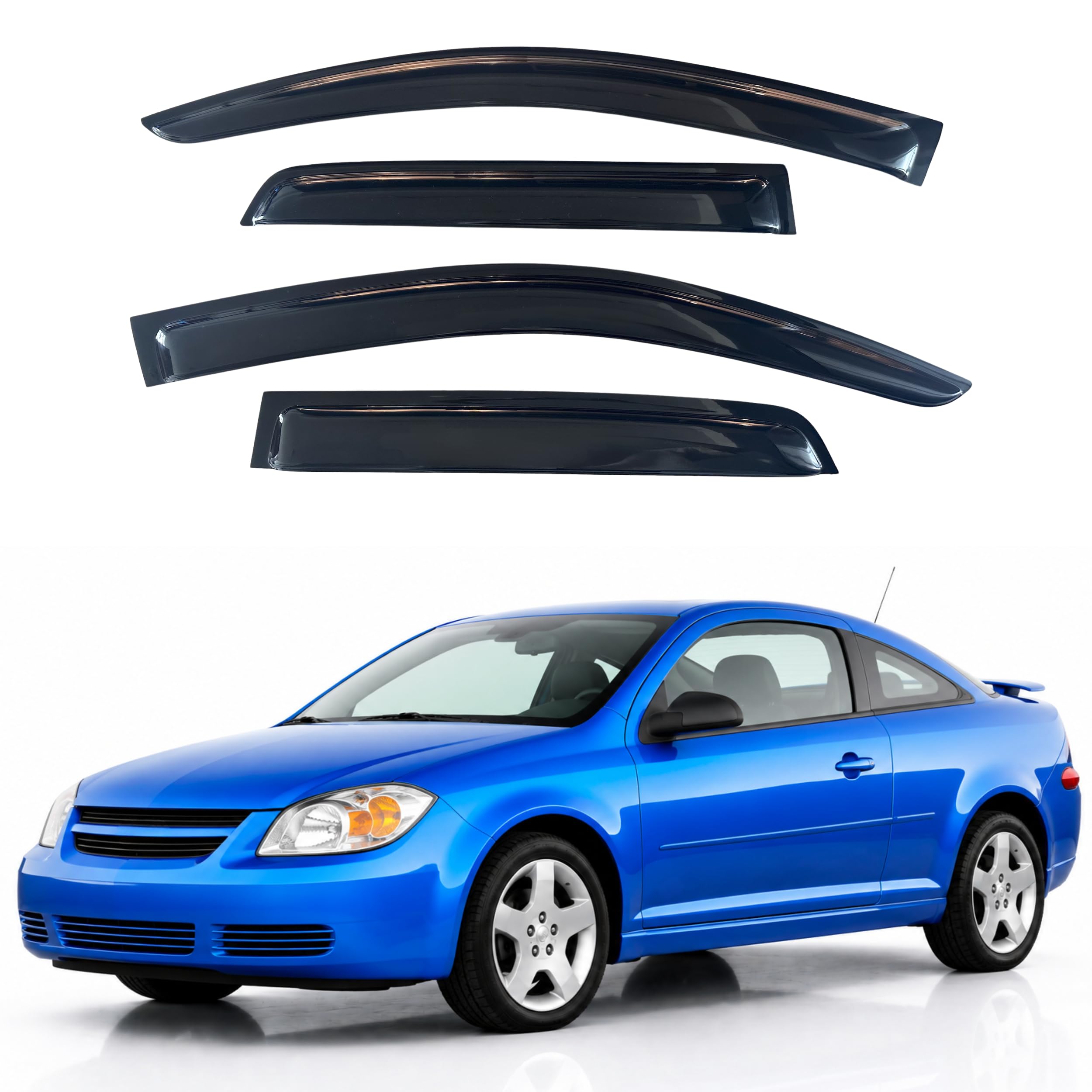 IG Window Visors Fit for 2005-2010 Chevrolet Cobalt, Out-Channel Rain Guards Vent Wind Deflectors 4PC, Car Accessories for 05-10 Chevy Cobalt