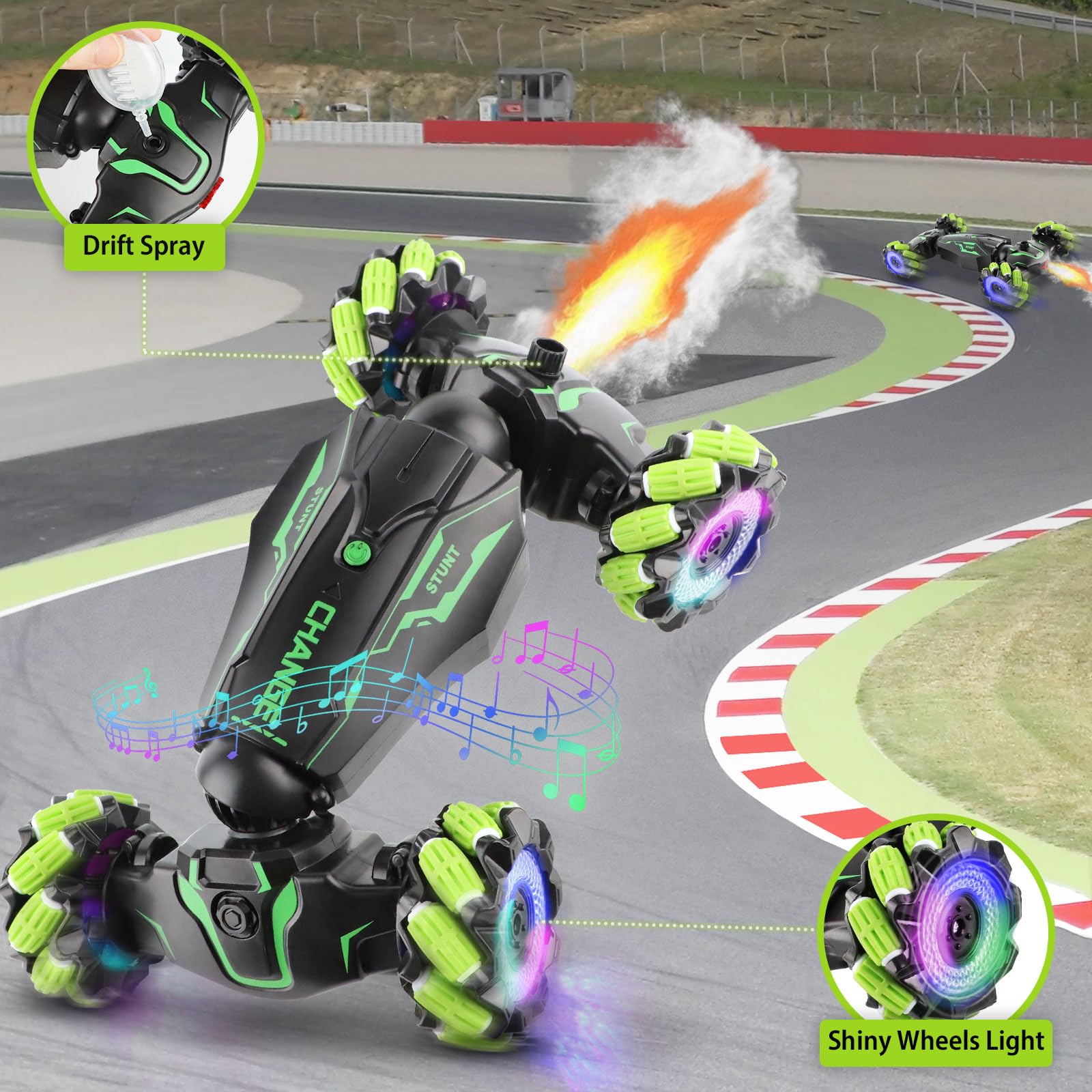 Macchina Telecomandata Auto Rc Cars: Stunt Car Toys Gesture Sensing Rc Car Ricaricabile -Transform 360° Rotating Hand Controlled Car con Spray - Regali di compleanno per bambini ragazzi 8-12 anni