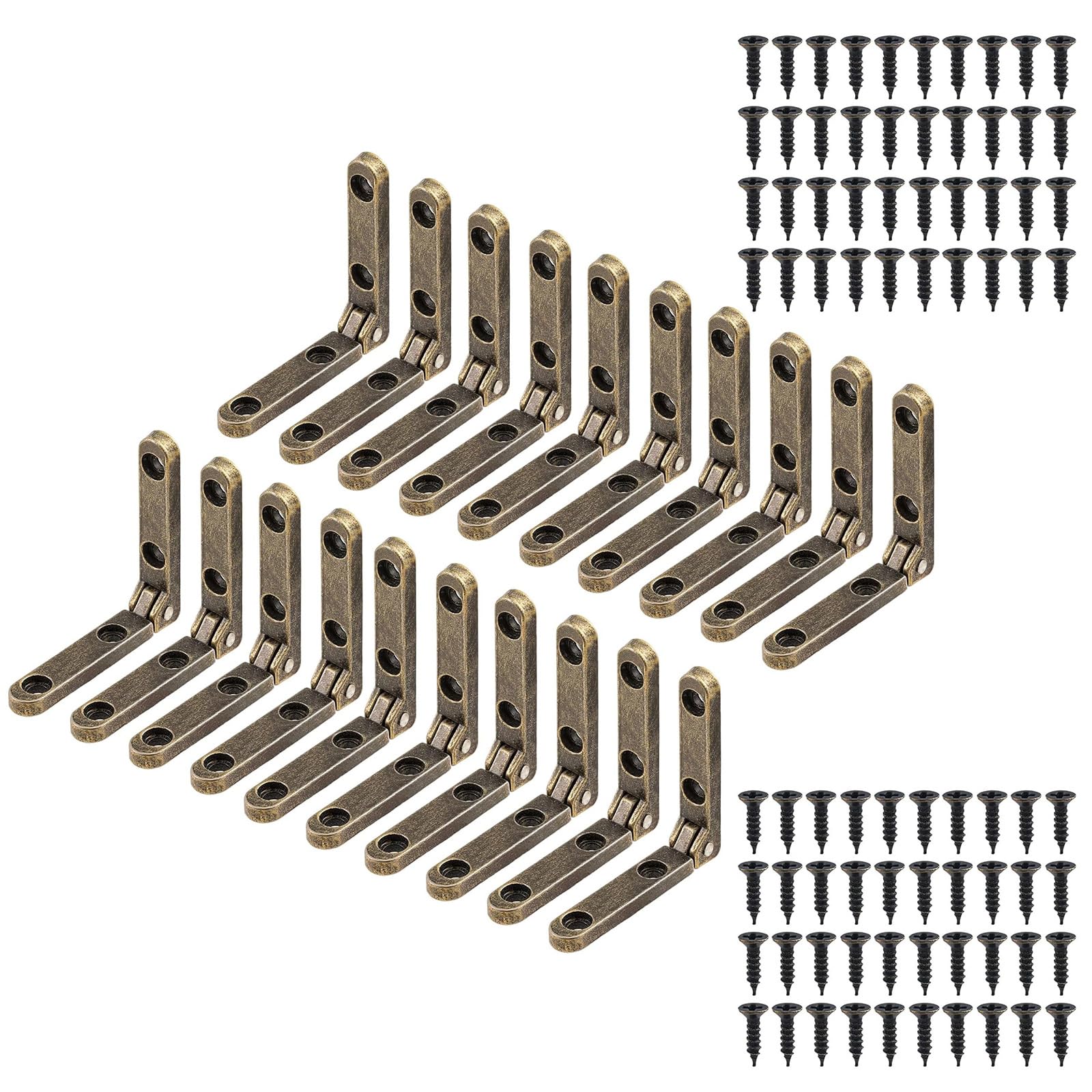 Strong Metal Cabinet Hinges, Heavy Duty Small Hinges, Sturdy Hinges, Suitable for Wooden Boxes and Miniature Projects, Bronze