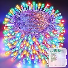 Realky Guirlande Lumineuse de Noël à Piles, 21M 210LED Lumières de Noël Intérieur et Extérieure, 8 Modes et Fonction Mémoire Guirlande Lumineuse Sapin pour Balcon, Jardin, Chambre, Fête - Multicolore