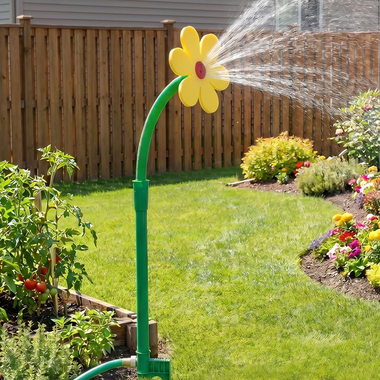 Gatphy Crazy Dancing Daisy Sprinkler Flower Garden Sprinkler with Hose Attachment Connector Adapter Outdoor Lawn Watering Toy with Stable Base for Garden Decor Yard Patio Lawn
