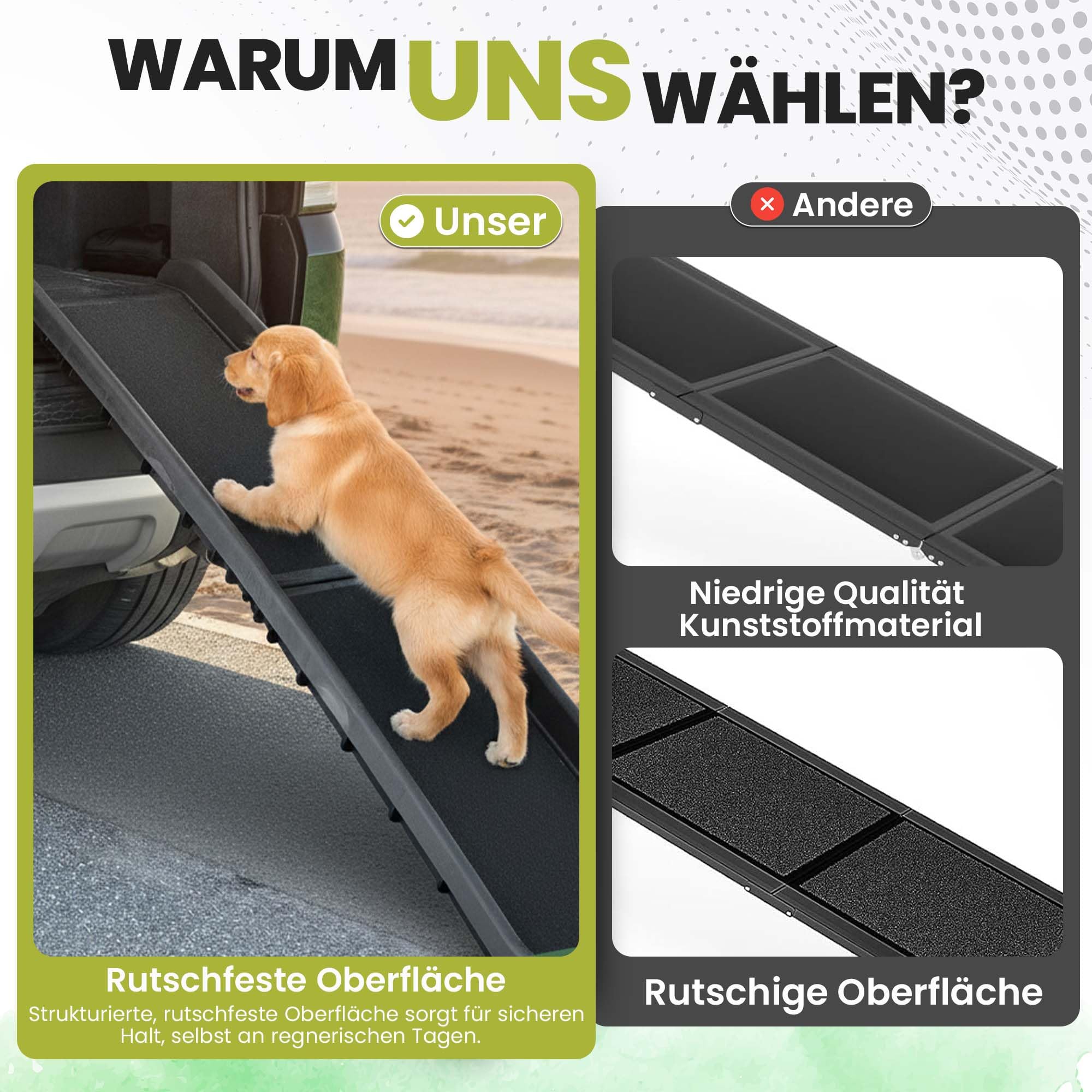 all Pets United® Hunderampe klappbar Hundetreppe Hunde- & Katzentreppe Rampe Einstiegshilfe für Kofferraum Haustiertreppe für Große & Kleine Tiere (Hunderampe)