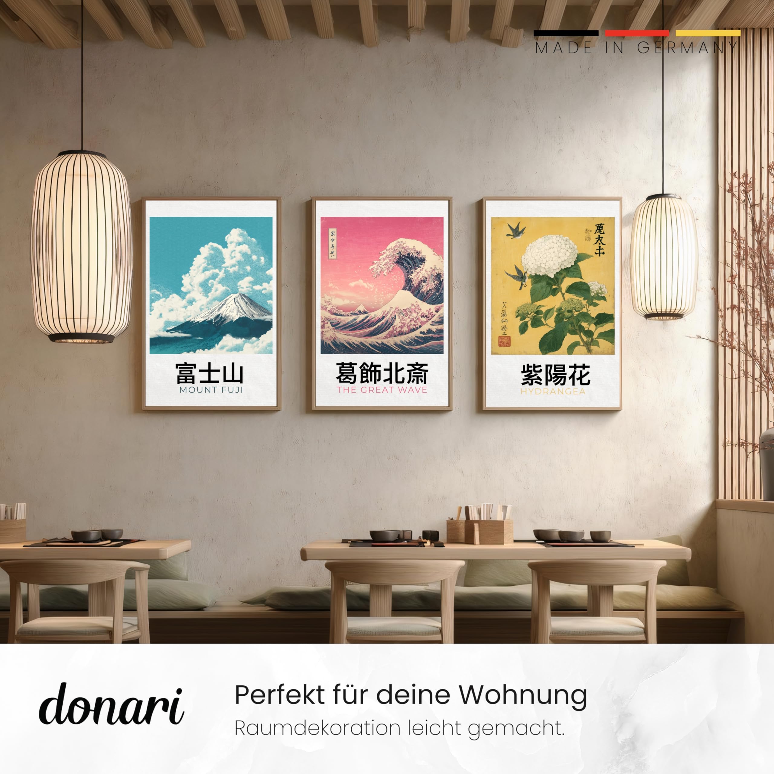 Set di poster giapponesi, quadri da parete con motivi asiatici, Kyoto, Tokyo e cultura tradizionale, idea regalo per gli appassionati del Giappone (set 2 – Classic X Fuji, 30 x 40 cm, cornice