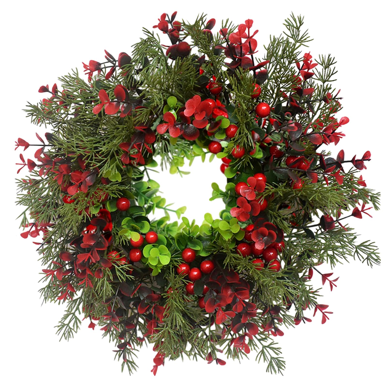YouXiaor Corona de Navidad para Puerta,Coronas Navidad Corona de Adviento de árbol Navidad Conos de Pino Artificial de Acebo Rojo Corona de Bayas Corona de Navidad Adornos Navideños para Casa