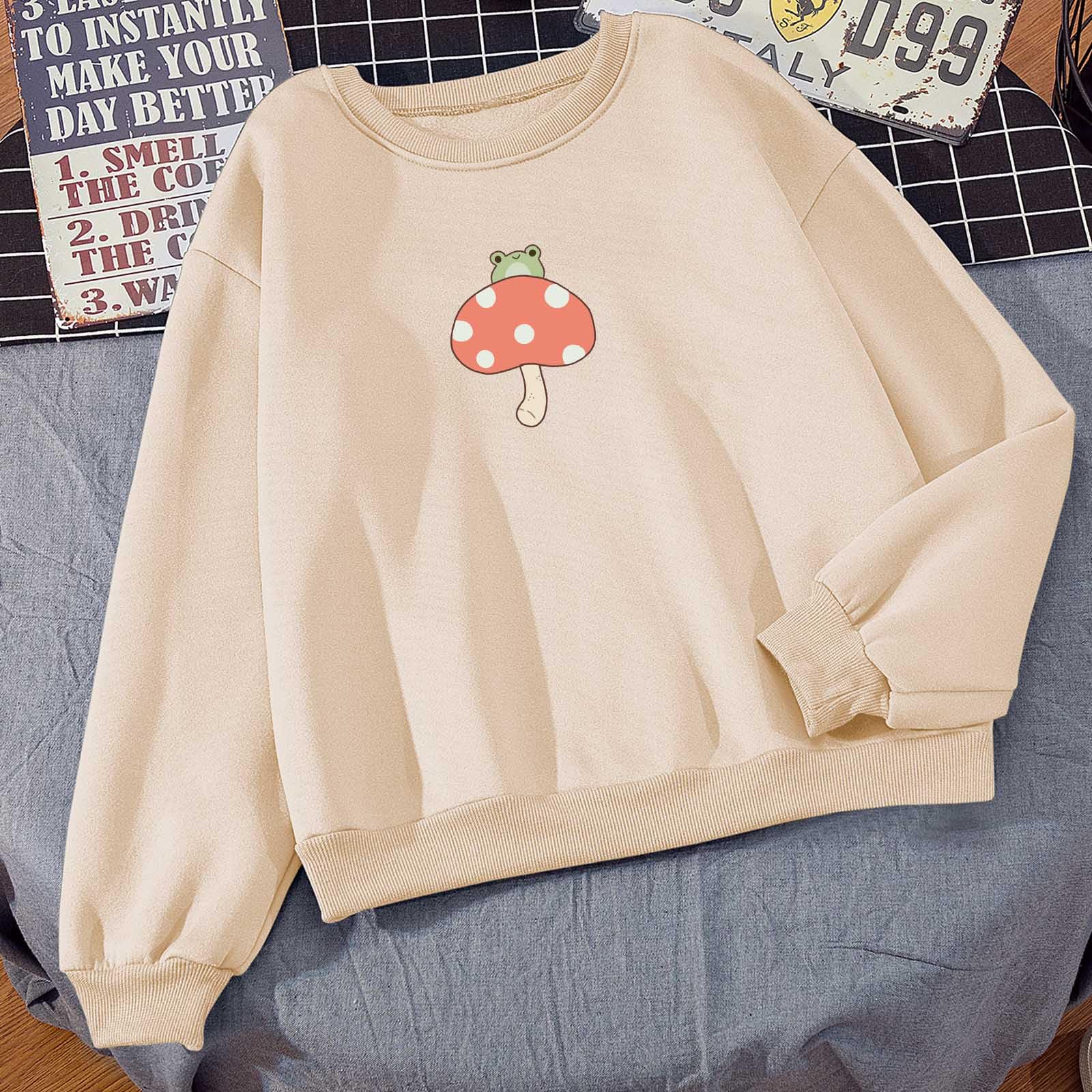 Women's Cute Frog Hoodie - Purple Cottagecore Kawaii Sweatshirt For Teens, Small