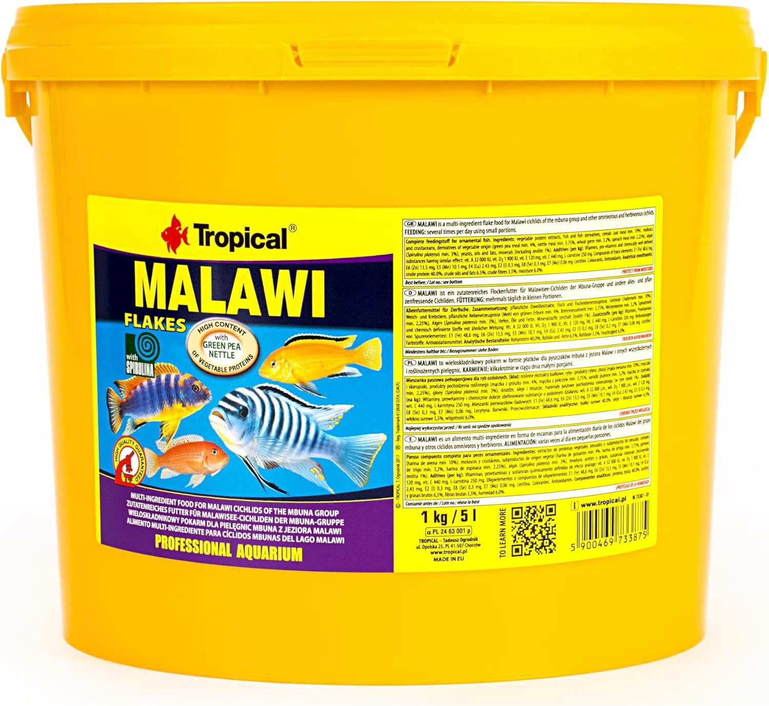 Tropical Malawi – special vegetable flake food – Inhalt 5L