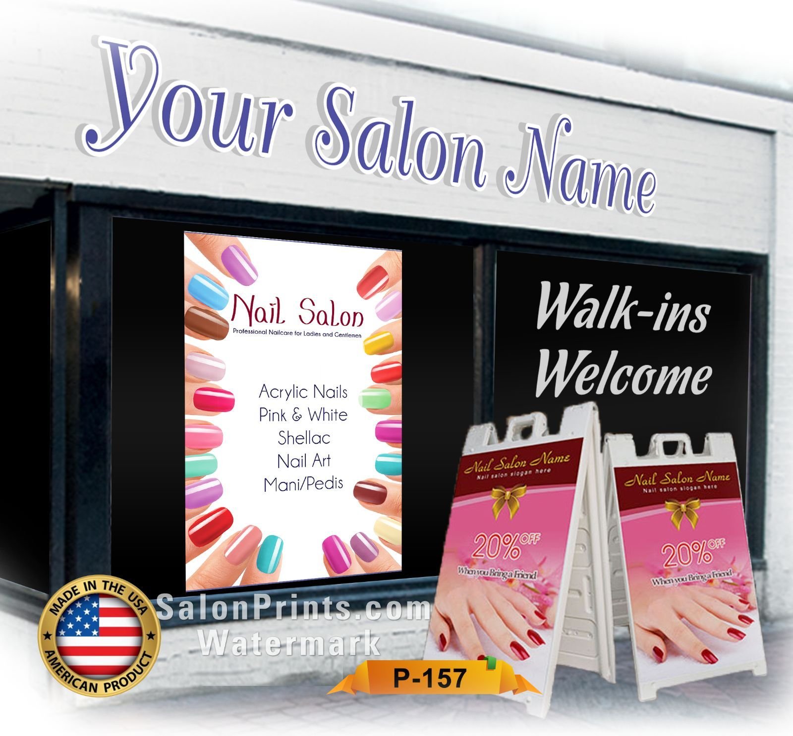 Global Printing Services Nail Salon Poster Custom Store Name Nail