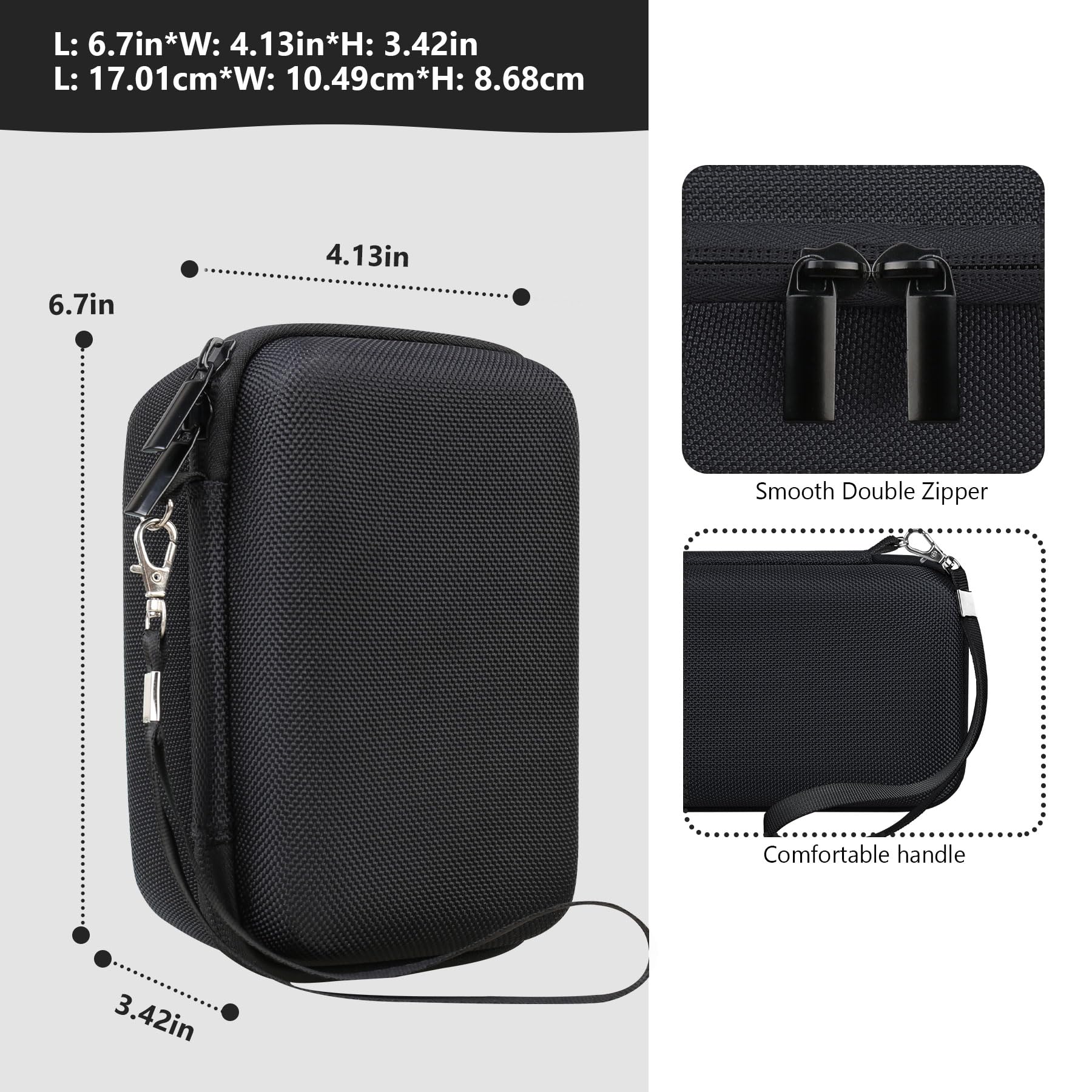 Custodia di viaggio dura per fotocamera digitale Fujifilm X100VI / X100V, custodia di archiviazione fotocamera digitale con tasca in rete per batterie, scheda SD, cavo USB, Nero