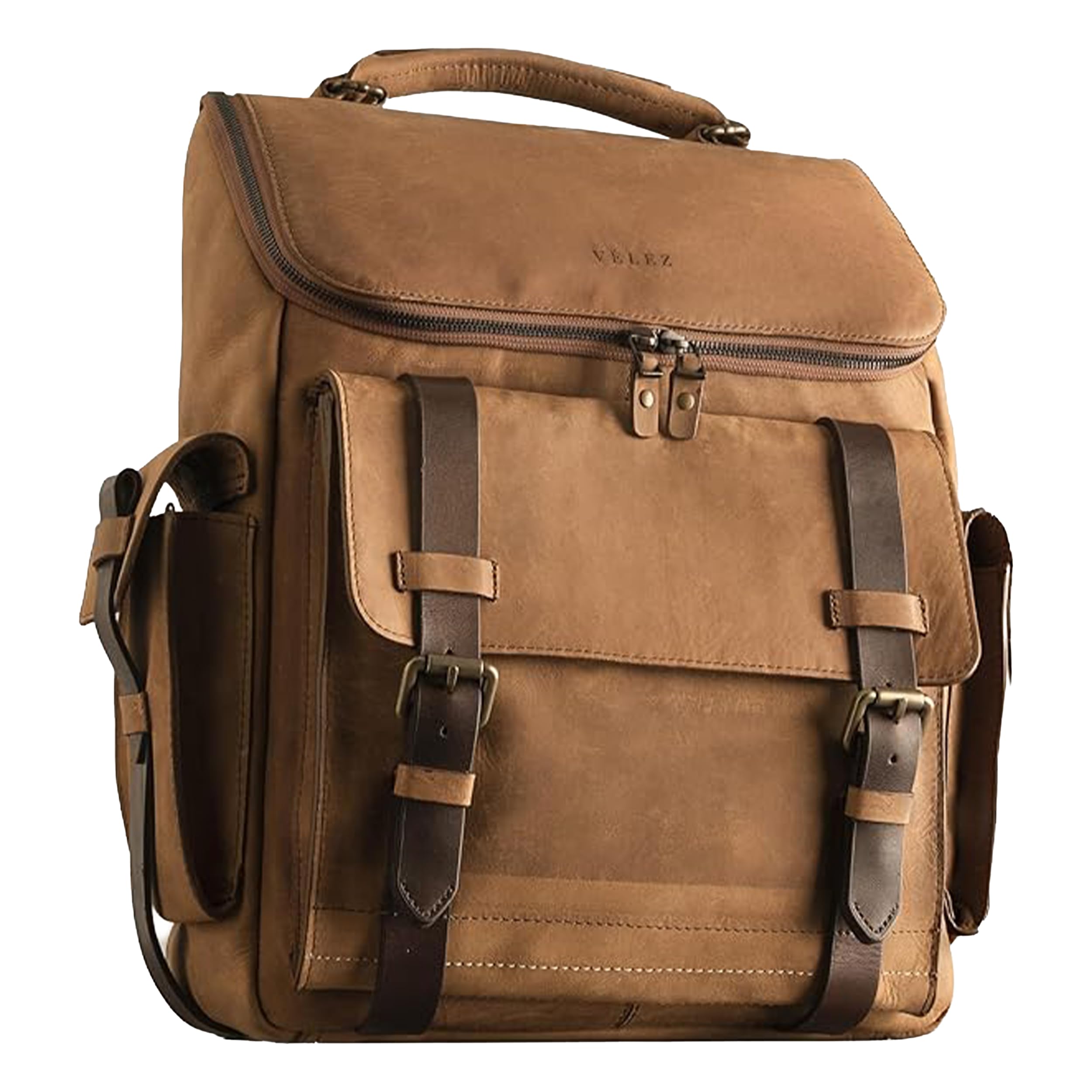 VELEZ Leather Backpack for Men - 15.6 Inch Laptop Bag - Designer Bookbag - Handmade Business Casual Computer Shoulder Bags