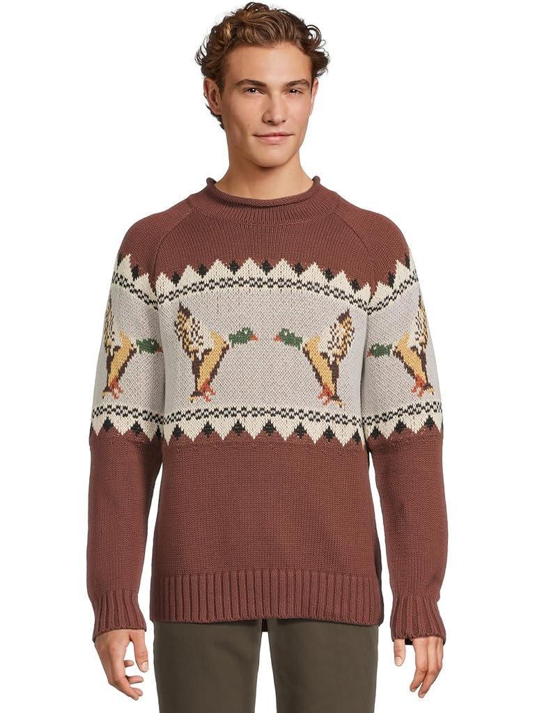 Red L.L.Bean Signature Organic Cotton Rollneck Sweater Fair Isle
