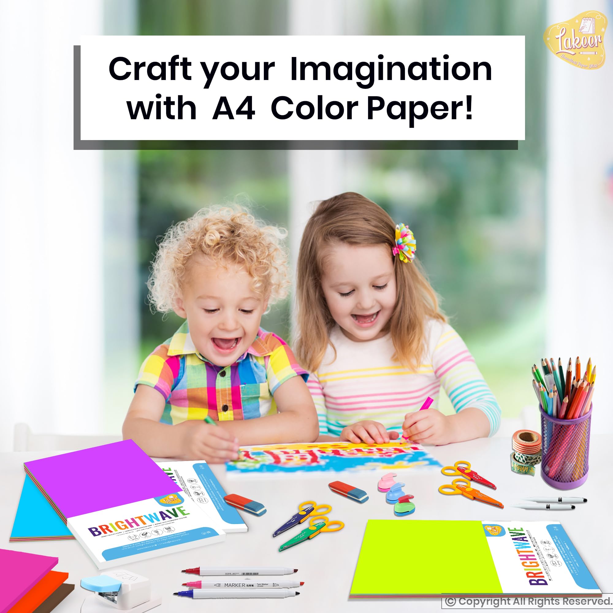 Lakeer A4 Bright Color Paper - Multi Colour | 120 GSM-Premium Bright Colour Paper | Pack of 100 Sheets, 10 Colours X 10 Sheet Each (29.7cm X 21cm) | Ideal for Art, Craft, Printing, etc 4