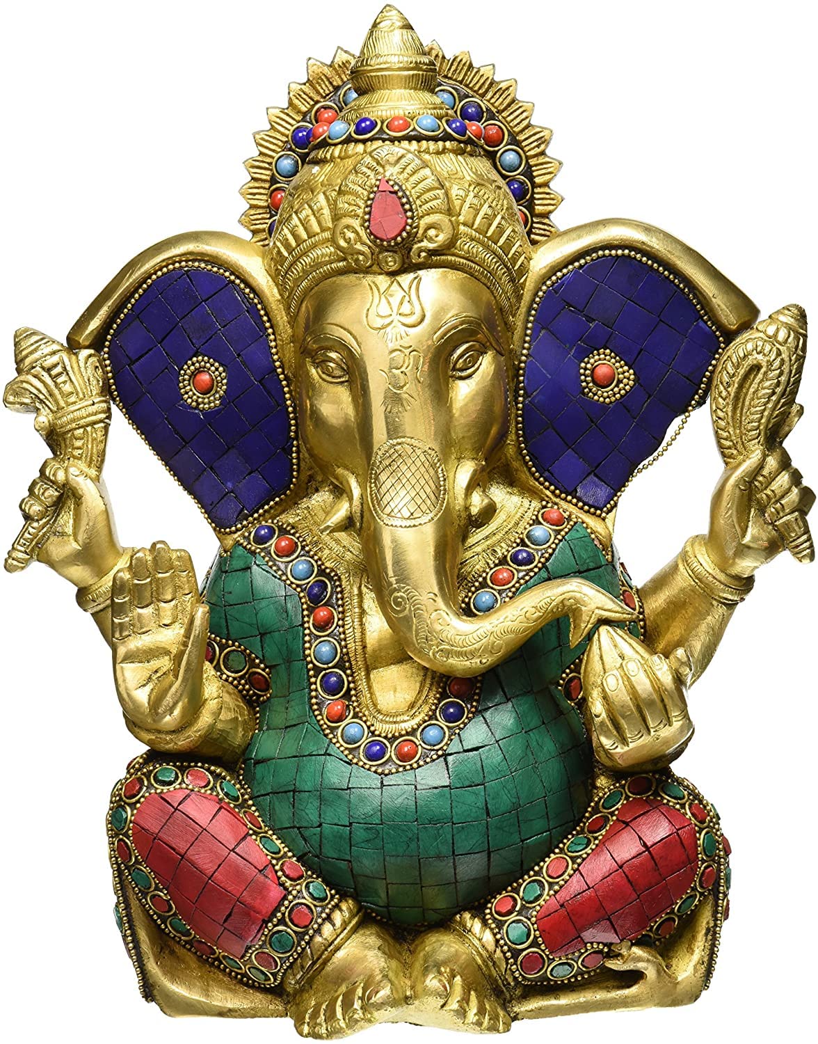 Statue Pagdi Ganesha laiton pour salon zen, objet déco bien-être et harmonie
