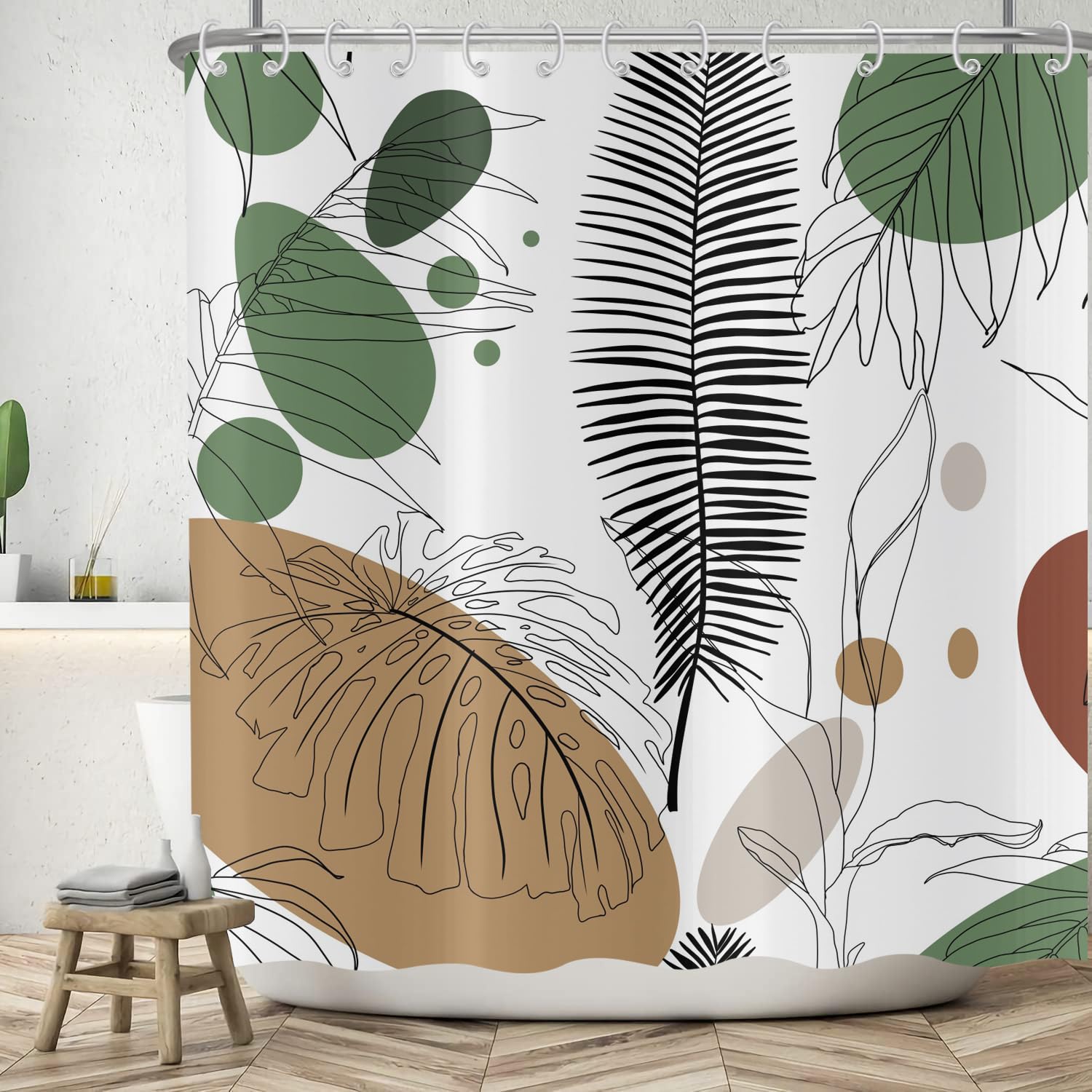 ASDCXZ Boho Leaves Shower Curtain 180x200 cm
