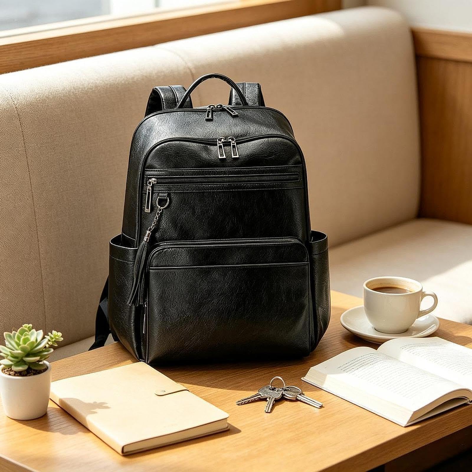 kowaku Zaino da Viaggio alla Moda, di Grande capacità, Ideale per Ufficio, pendolarismo, Viaggi e Lavoro, Nero