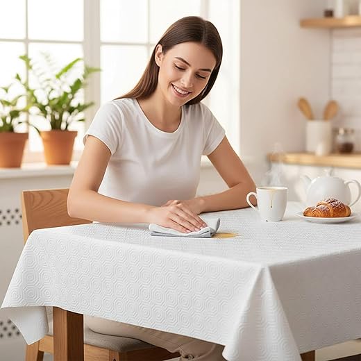 Table Protector Size 110 x 110 Rectangular Non-Slip and Waterproof - Table Protector Water Repellent and Easy to Clean 100% Made in Spain