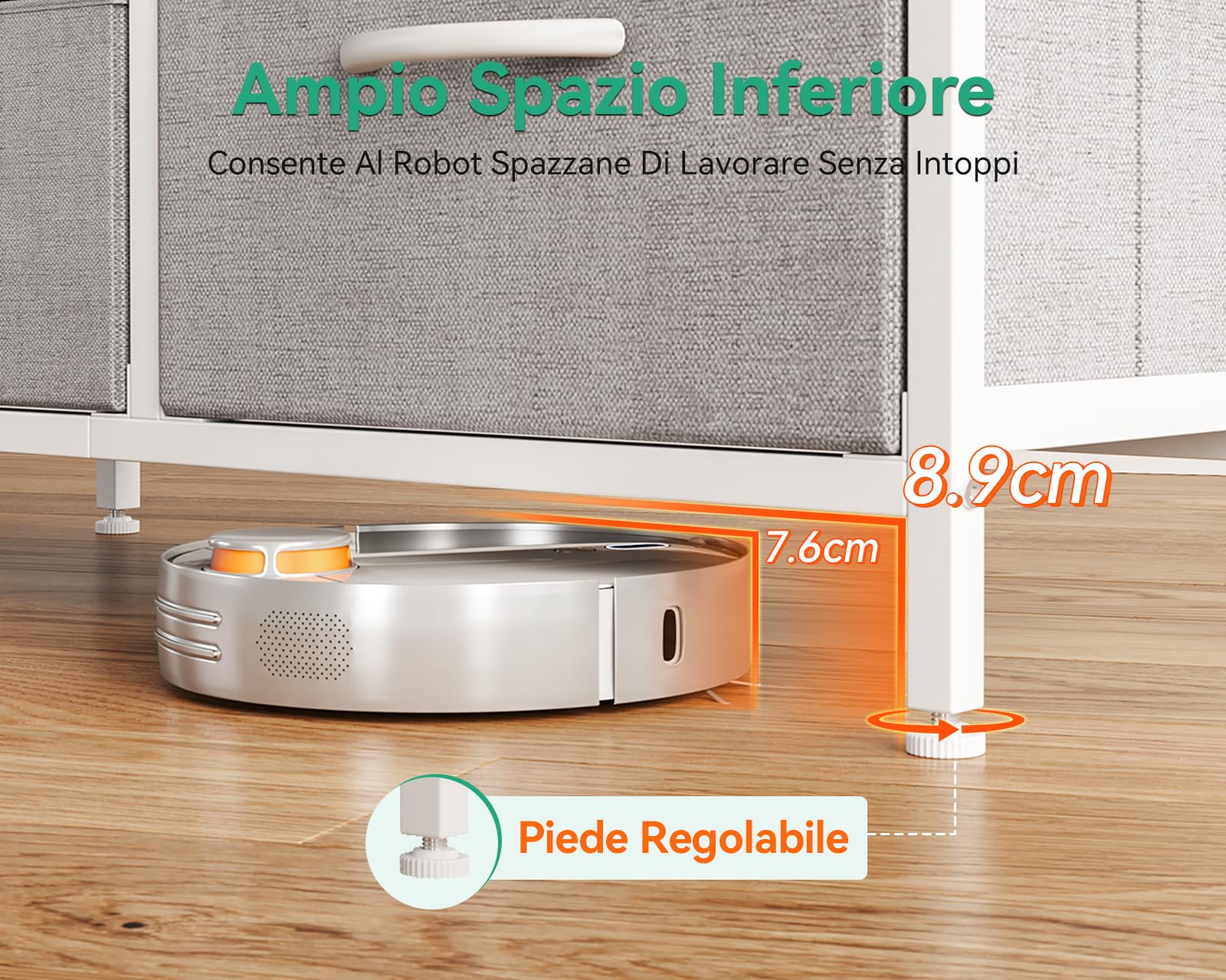 Coleshome Cassettiera Camera da Letto, Cassettiera Piccola Utilizzo Piano in Legno, Robusta Struttura in Acciaio, Adatta per Camera da Letto e Soggiorno, 76 x 29 x 60 cm, Grigio Chiaro