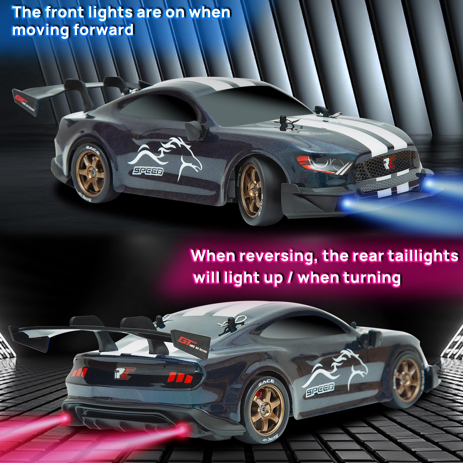 BORSTOYPRO Macchina Telecomandata, 1:14 Professionale Macchina Telecomando de Drift con Sterzo Proporzionale e Acceleratore 4WD GT Drift RC Macchine Auto Car per adulti bambini