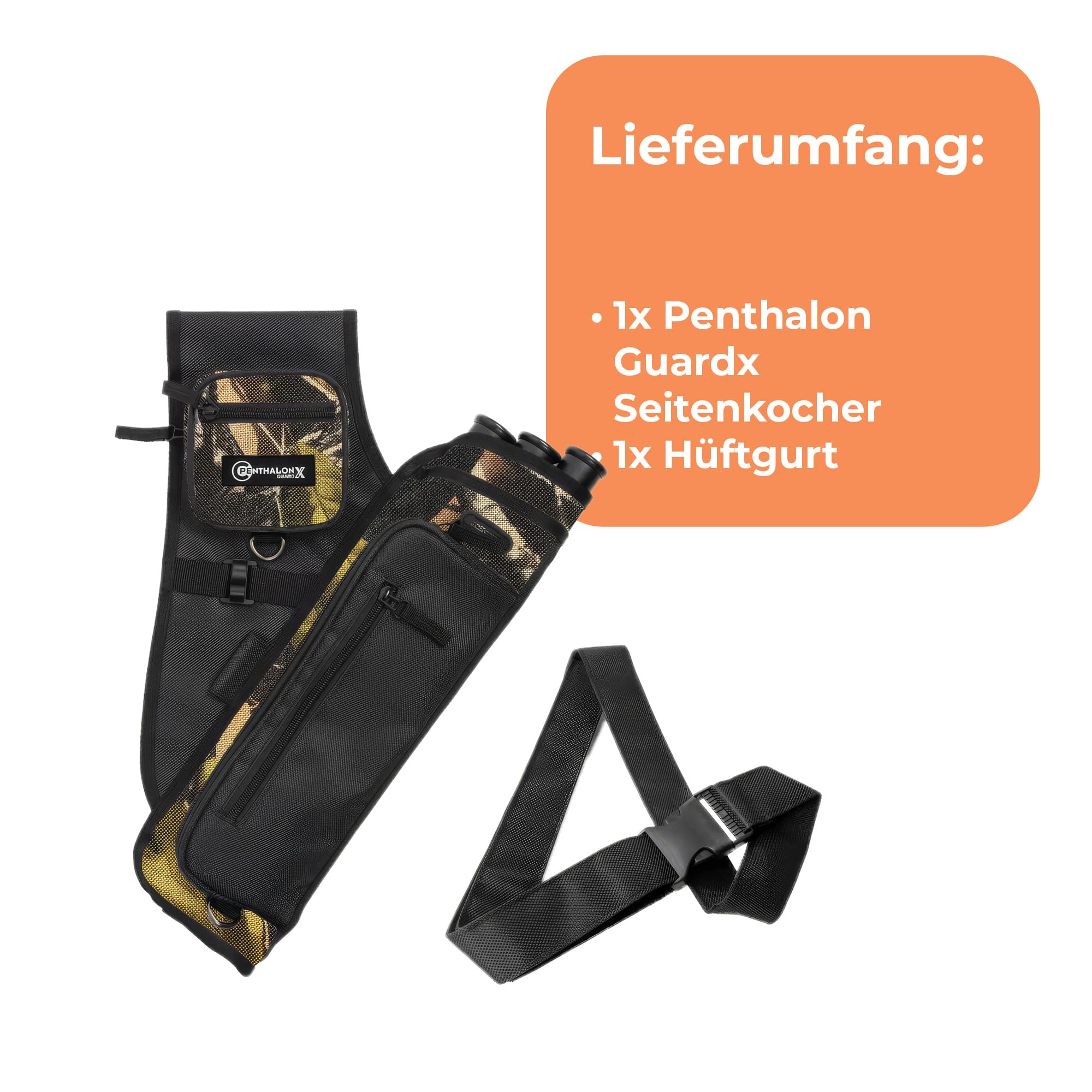BEARPAW PRODUCTS Penthalon GuardX Polyester Seitenköcher, 45 x 33 x 5 cm, für Standardpfeile, Rechts- und Linkshand, mit verstellbarem Gürtel