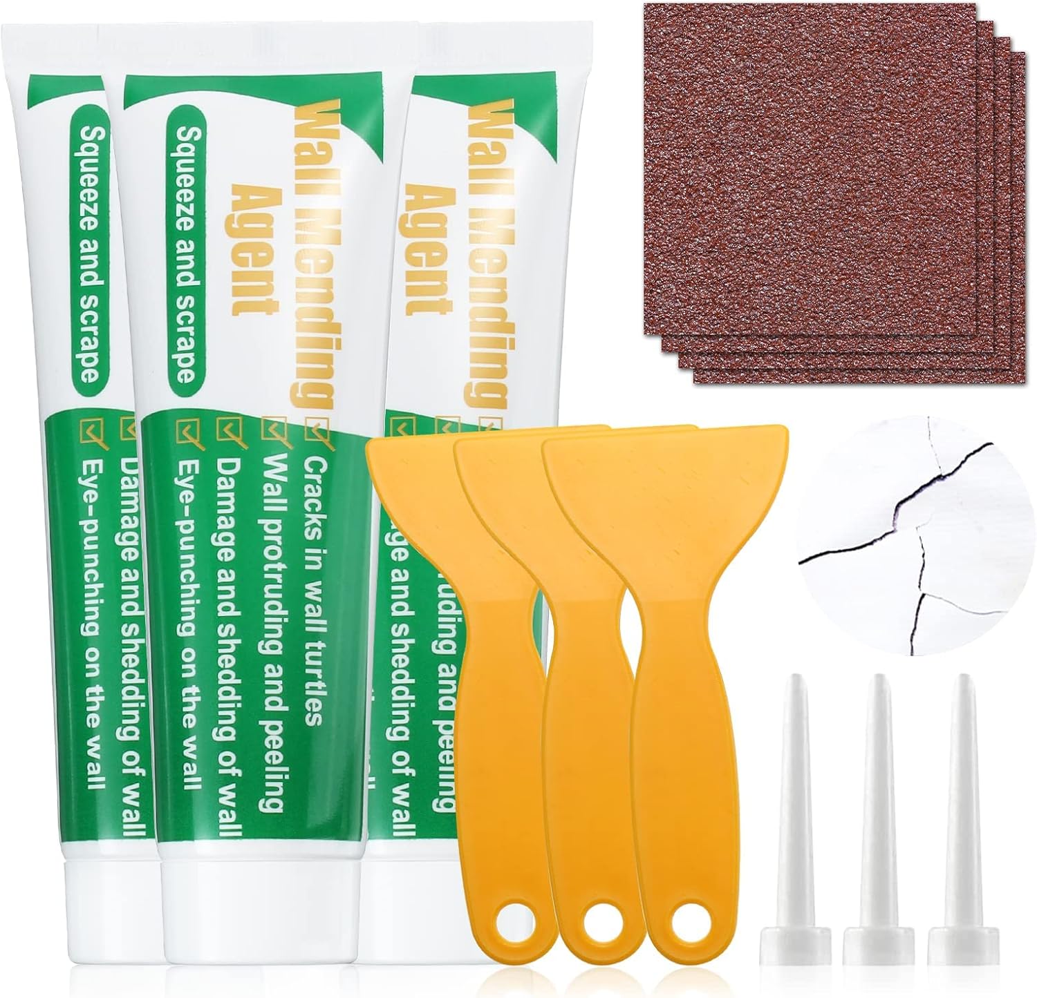 Wall Mending Agent for Free Scraper, Wall Repair Kit with Sandpaper