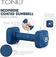 Vista 3 de Tone Fitness Neoprene Dumbbell Weight Pairs with Anti-Roll Square Head Multiple Options