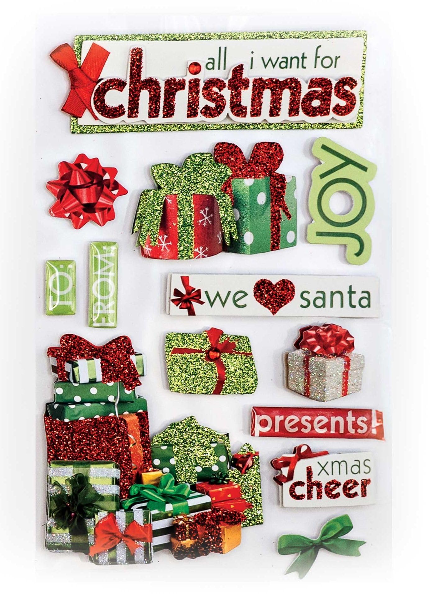 Paper House Productions 3D Çıkartmalar 4,5"x8,5"-All I Want For Christmas