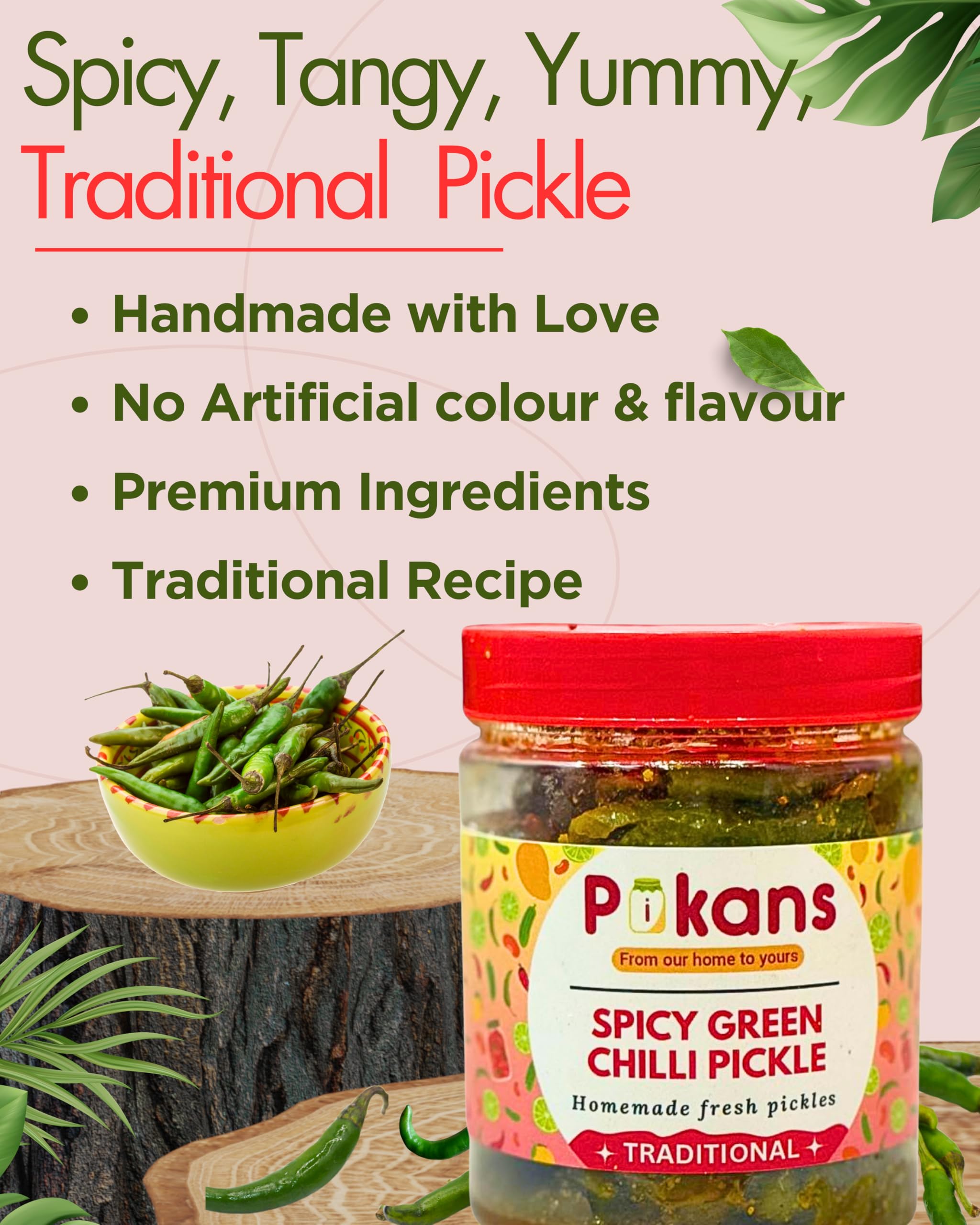 Spicy chilli Pickle | Homemade fresh pickles | Mirch ka aachar | Pikans | 400g 1