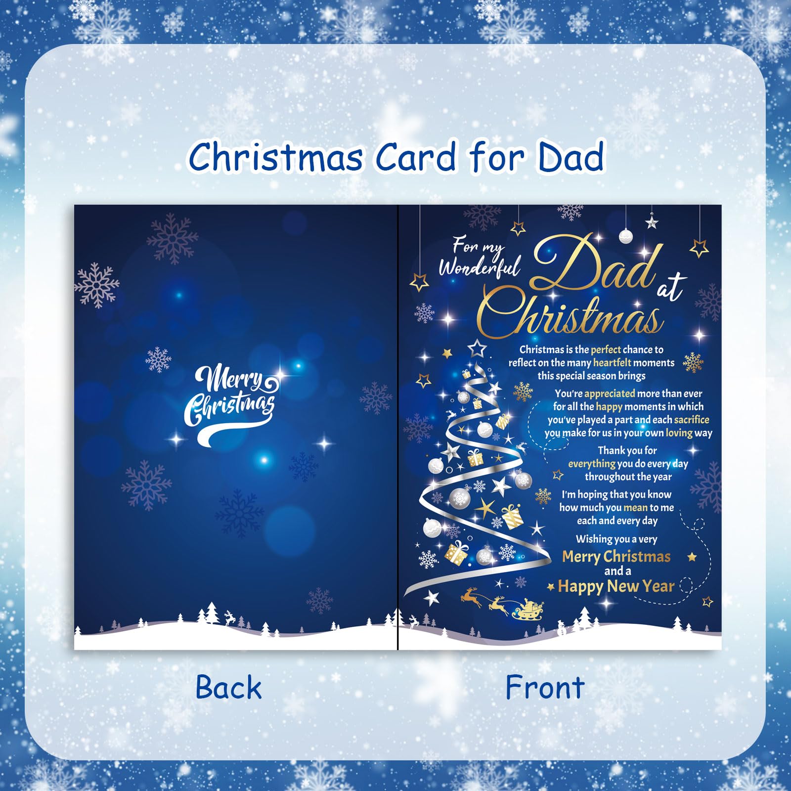 HOWAF Dad Christmas Card, Xmas Card Dad Gifts & Keyring, Gifts for Christmas from Daughter Son - Image 3