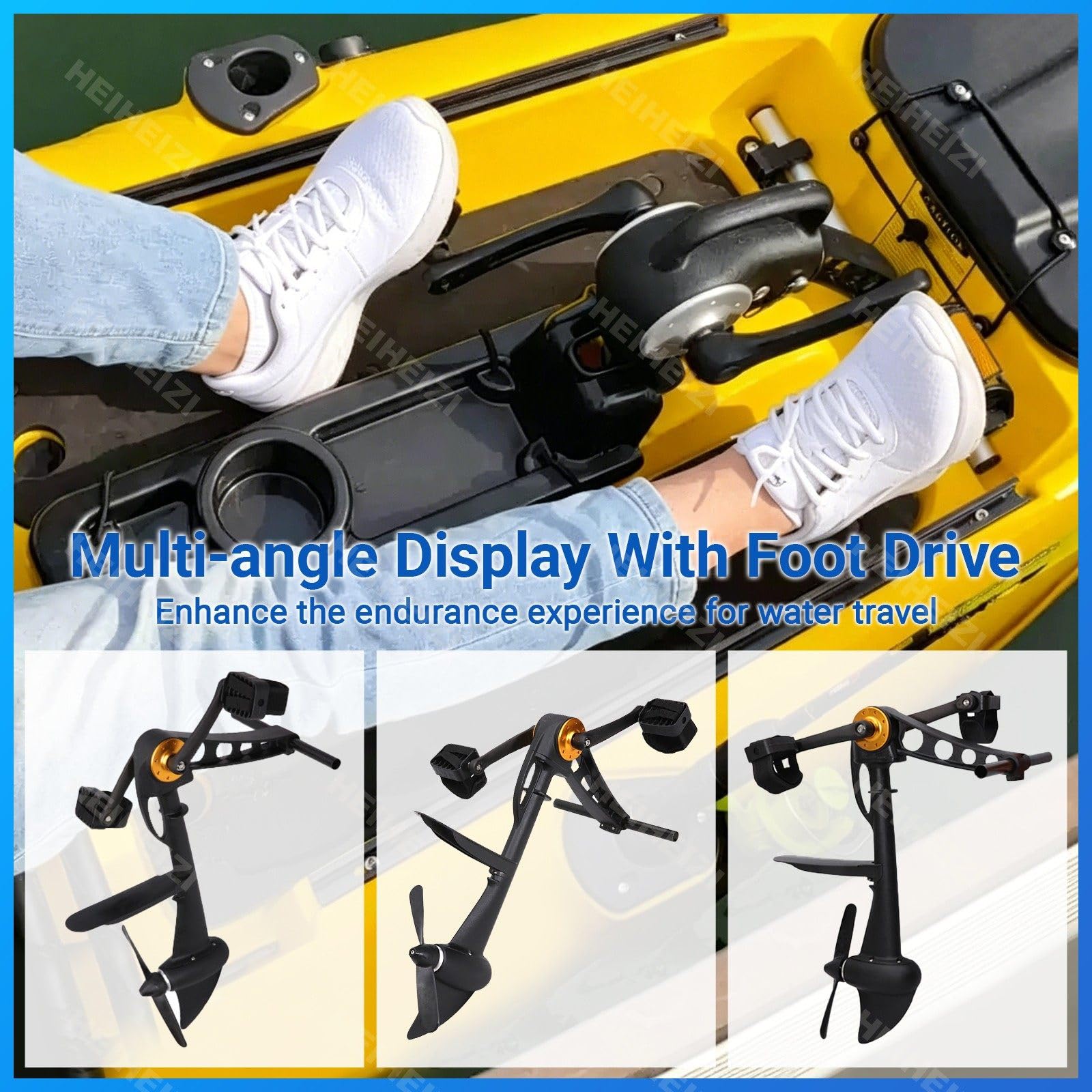 Kit Completo de Propulsión a Pedales Para Kayak, Sistemas de Propulsión Manos Libres, Propulsión Ergonómica con Hélice Retráctil, Apto Para Aguas Poco Profundas en Kayaks Recreativos y de Pesca