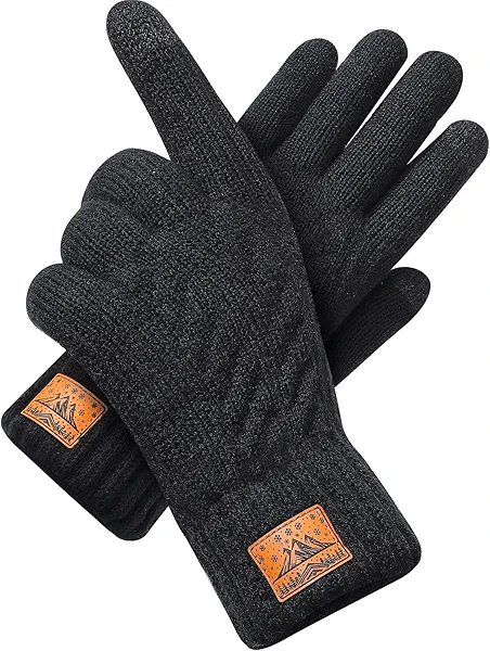 Winter Gloves for Men Women-Warm TouchScreen Cold Weather Gloves,Wool Knit Thermal Adults Gloves for Driving Texting