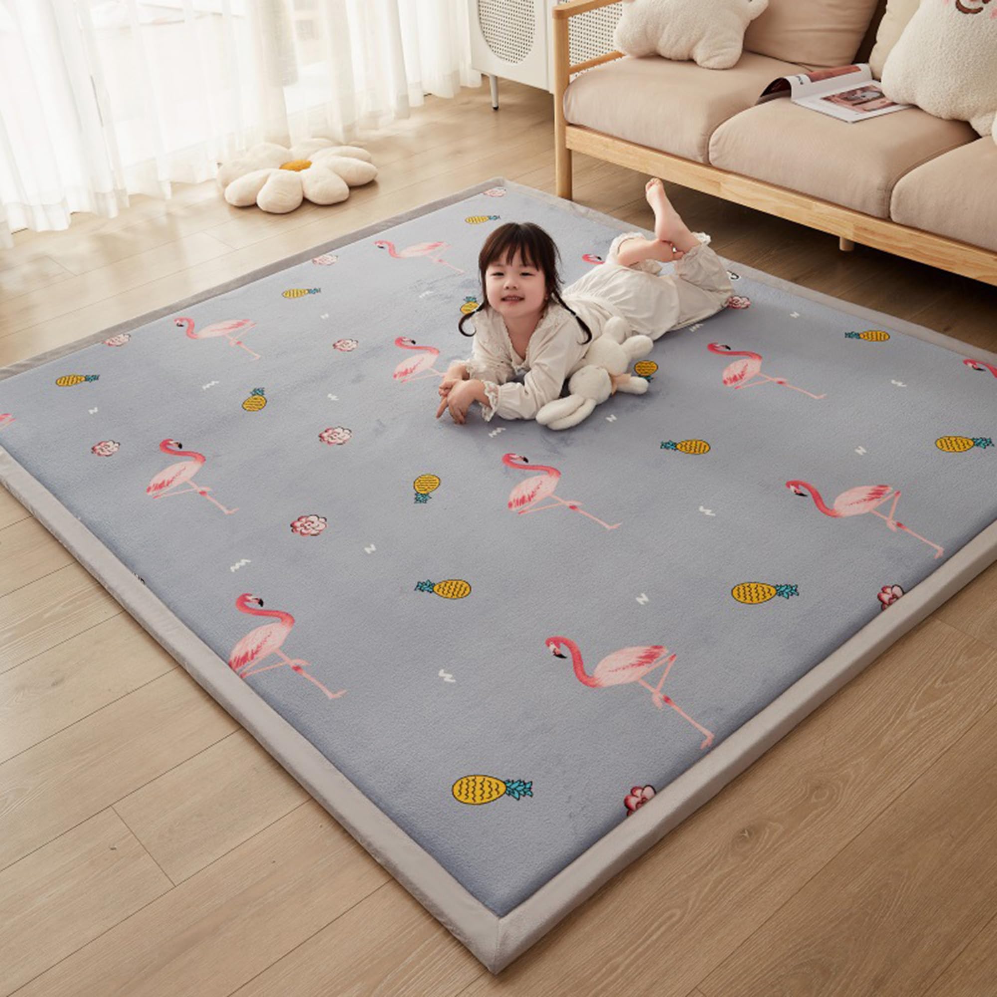 Tapis de salon en peluche 120x200 pour chambre d'enfant douce