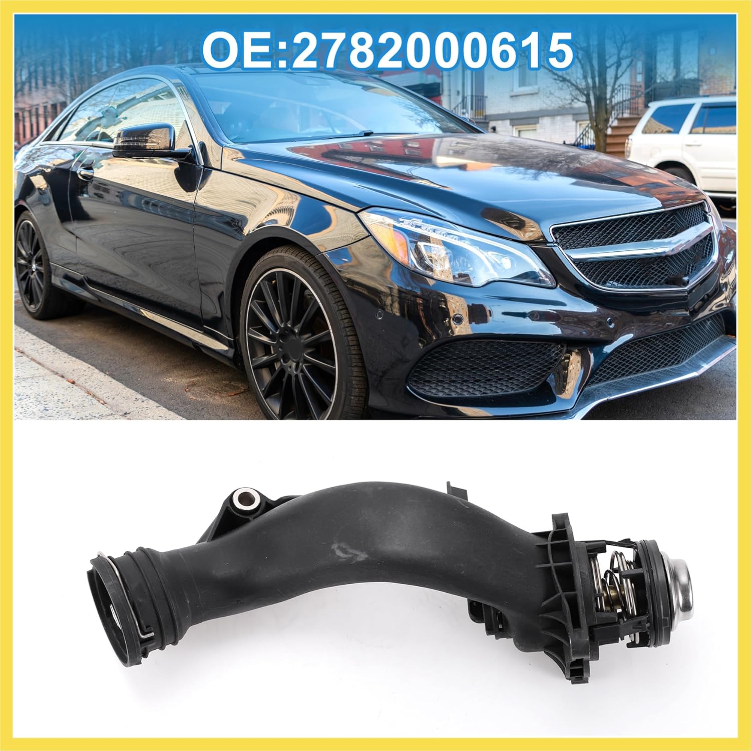 Car Thermostat No.2782000615 Engine Coolant Thermostat Housing Assembly for Mercedes-Benz E550 S550 2012-2017 Plastic Black Durable Benefit