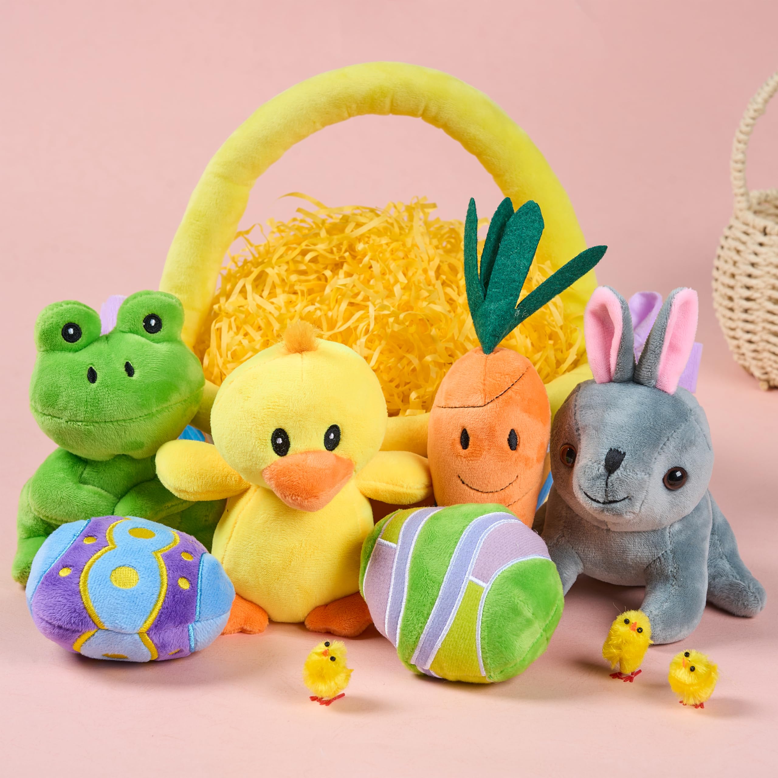 JOYIN 7 Stück Mein erster Osterkorb aus Plüsch im originellen Stil, Spielset, Plüschkörbe, Spielzeug für Ostergeschenke, für Babys, Kleinkinder und Kinder jeden Alters