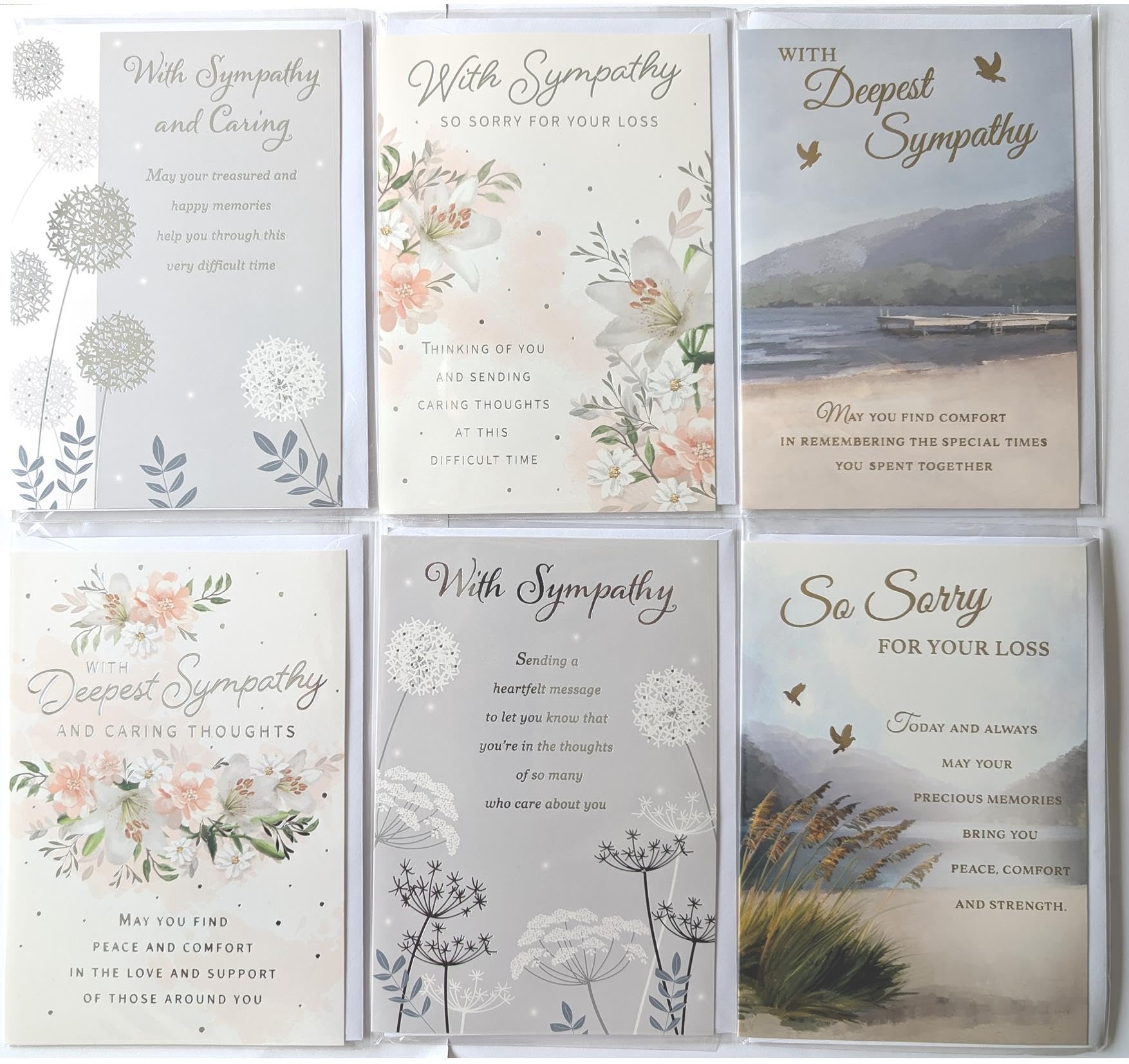 6 x Sympathy Cards - Condolence Bereavement - Multipack Assorted Choice Various Card Men Women b