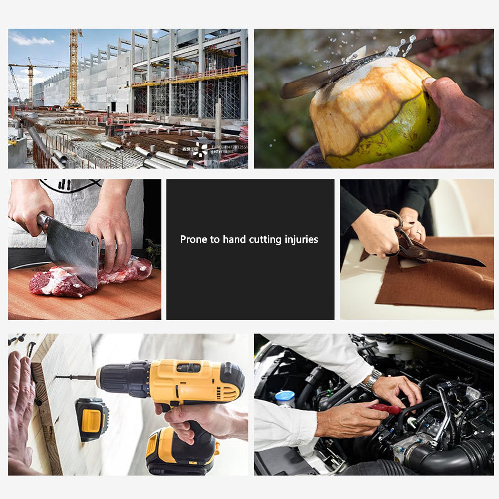 Cut Work Gloves Steel Wire A7 Grade Men and Women Universal Non Slip Oil Proof Safety Work Gloves (L)