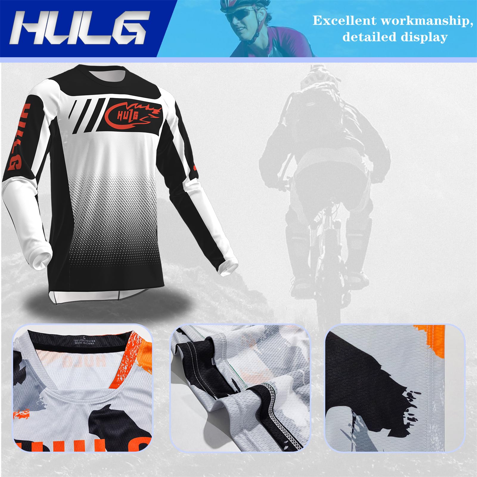 Maillot MTB Hombre Secado rápido Transpirable para Ciclismo Motocross BMX