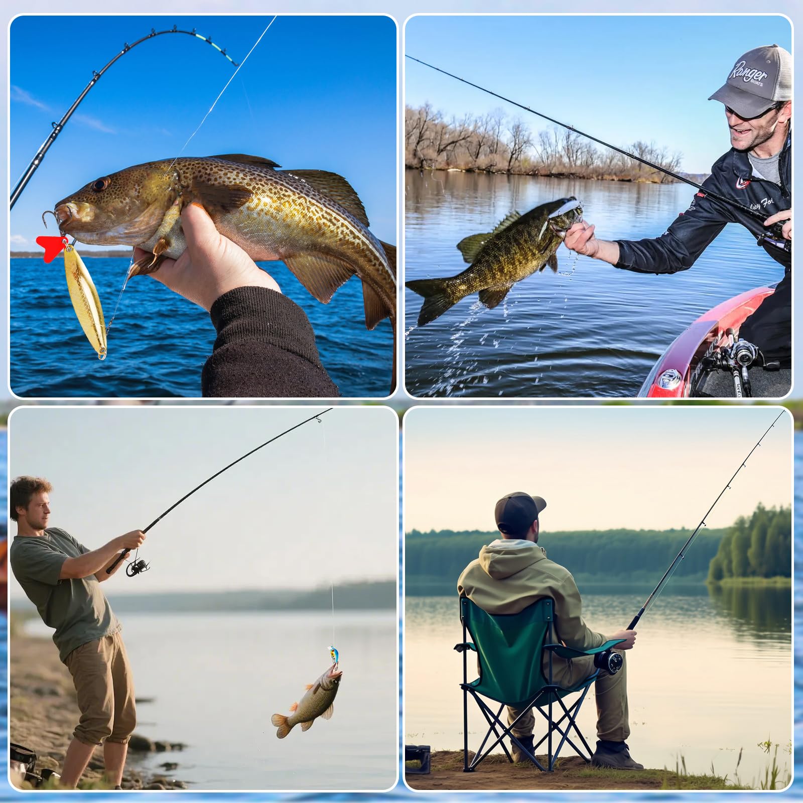 Calendario de Adviento de pesca 2024 para hombres y niños, 24 días de Navidad, señuelo de pesca con caja de aparejos, calendario de Adviento para pescador, padre, abuelo, hermano, regalos de pesca