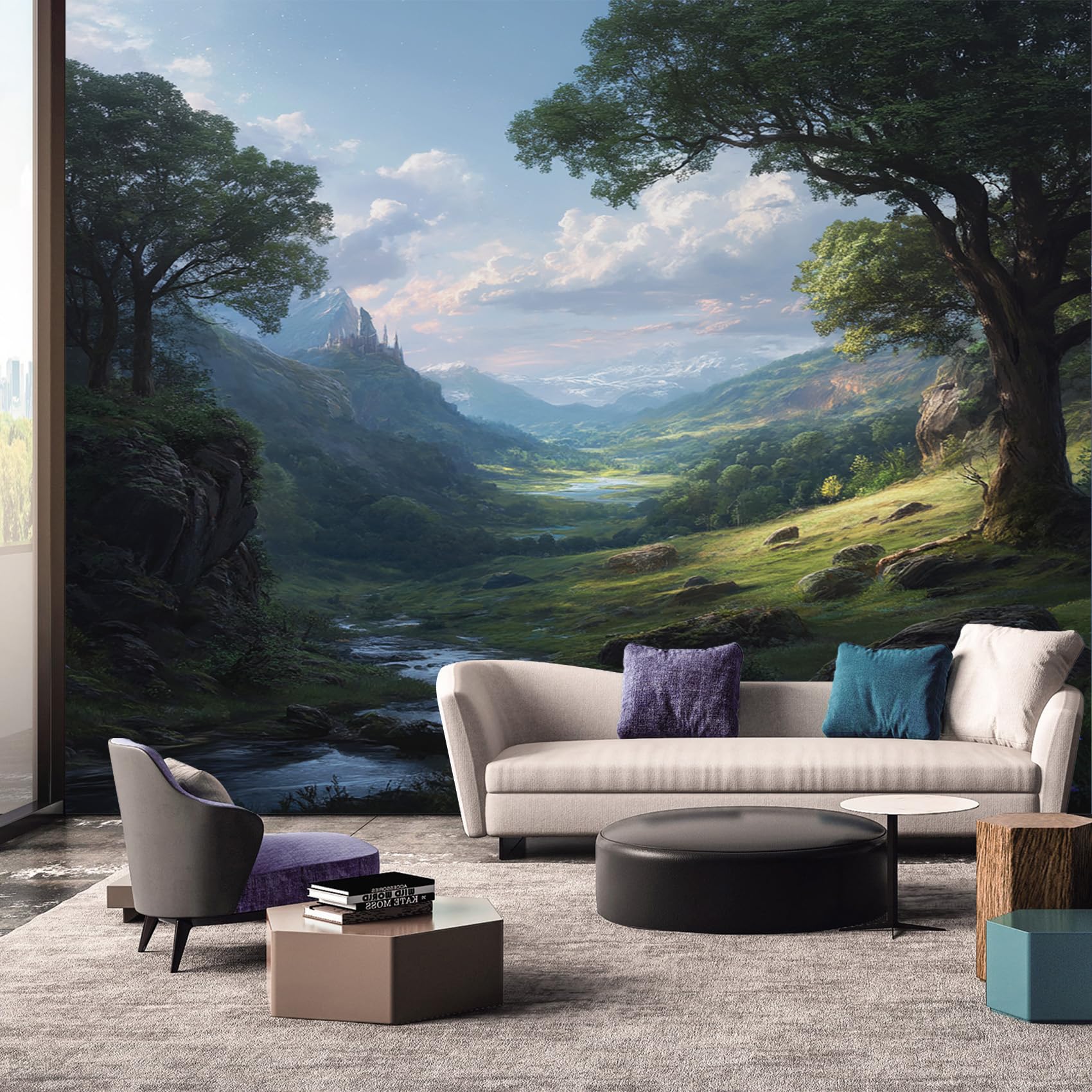 Fantasy Wallpaper, Night Landscape Wallpaper Murals, Fantasy Room Decor Wall Art for Bedroom Kitchen Living Room 200L x 150W cm — image 1