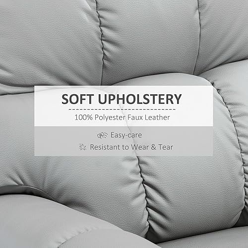 Miniatura 5 de HOMCOM Rocker - Silla reclinable con respaldo y asiento sobrerelleno, silla reclinable manual de piel sintética con reposapiés y base de rotación