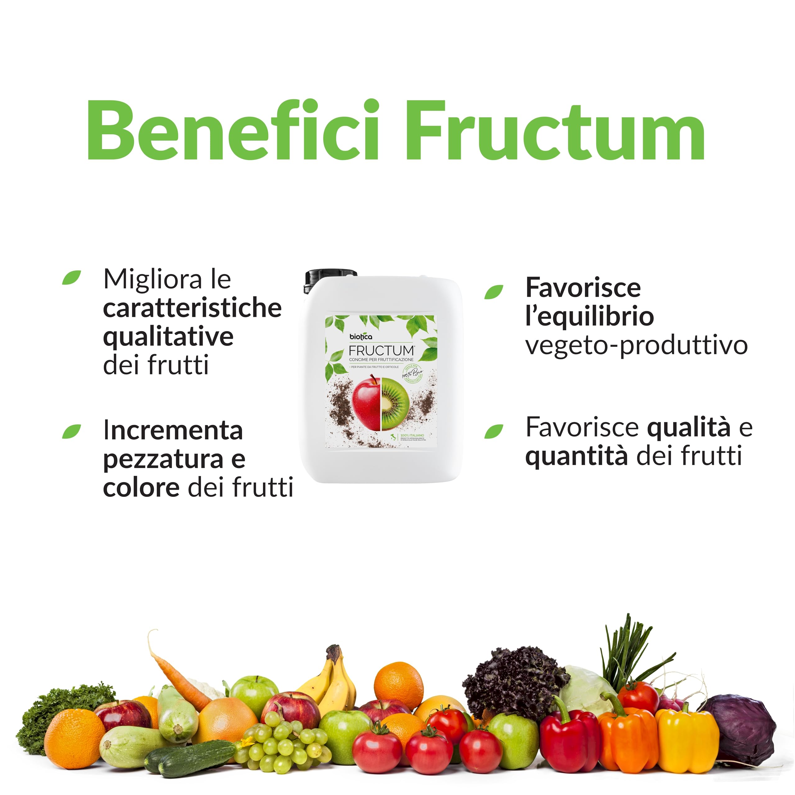 BIOTICA Concime Liquido Biologico per Piante da Frutto e Orto, Fructum 5L