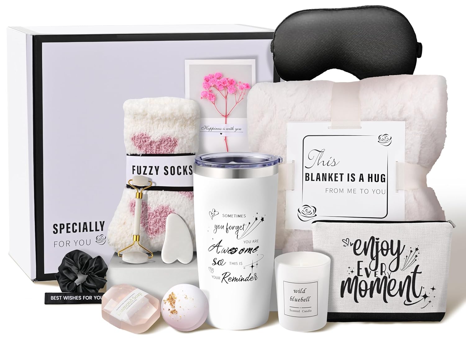 Birthday Gifts for Women Self Care Package Gifts With Off White Blanket Get Well Soon Gifts Baskets Thinking Of You Wellness Mothers Day Gifts Spa Basket Gifts Jade Roller Set For Women Her Mom Wife Birthday Gifts for Women Self Care Package Gifts With Off White Blanket Get Well Soon Gifts Baskets Thinking Of You Wellness Mothers Day Gifts Spa Basket Gifts Jade Roller Set For Women Her Mom Wife