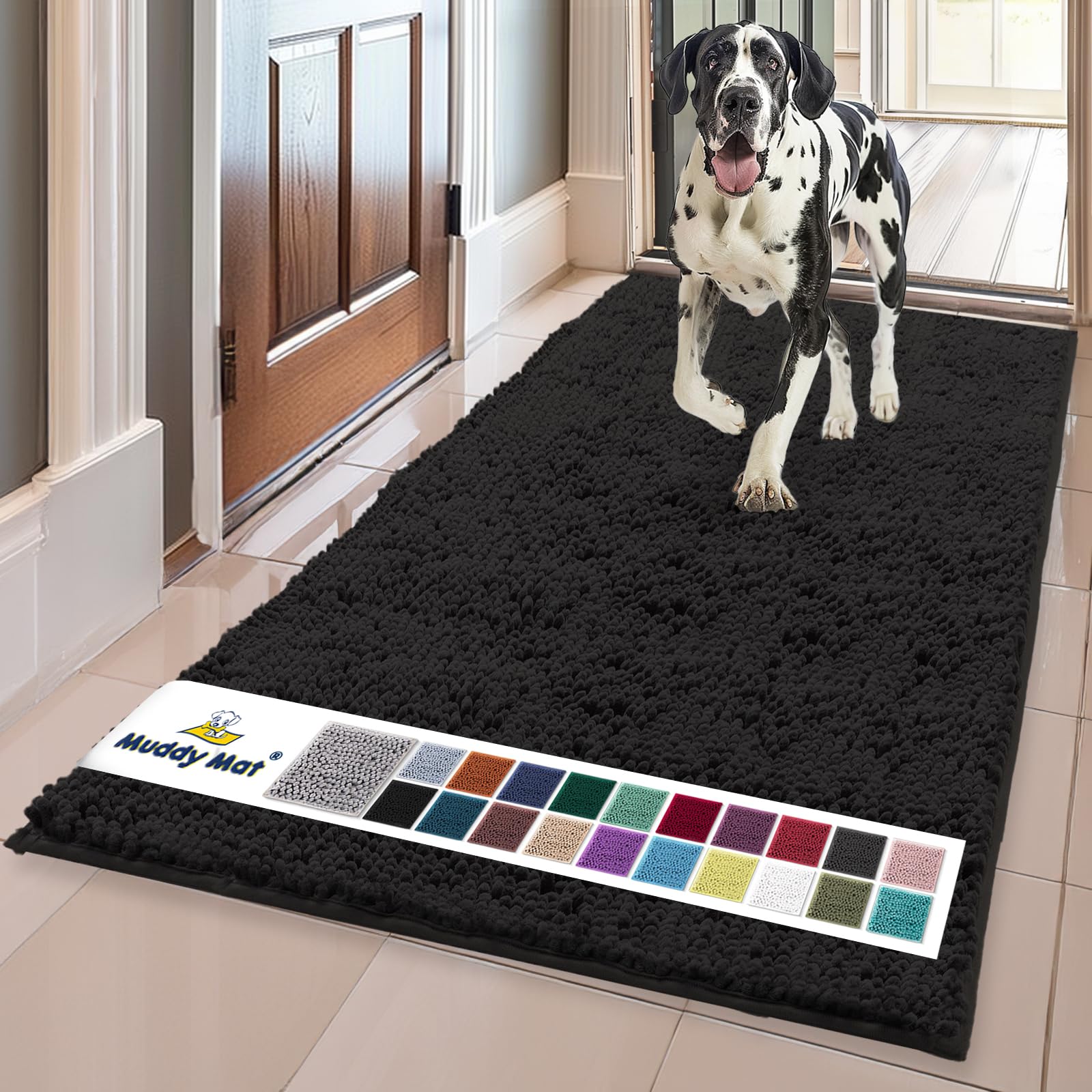 Muddy Mat® | Super Absorbent Door Mat Indoor, Microfiber Quick Dry Chenille Entryway Rug, Non-Slip Front Door Mat, Indoor Mats for Entryway, Machine